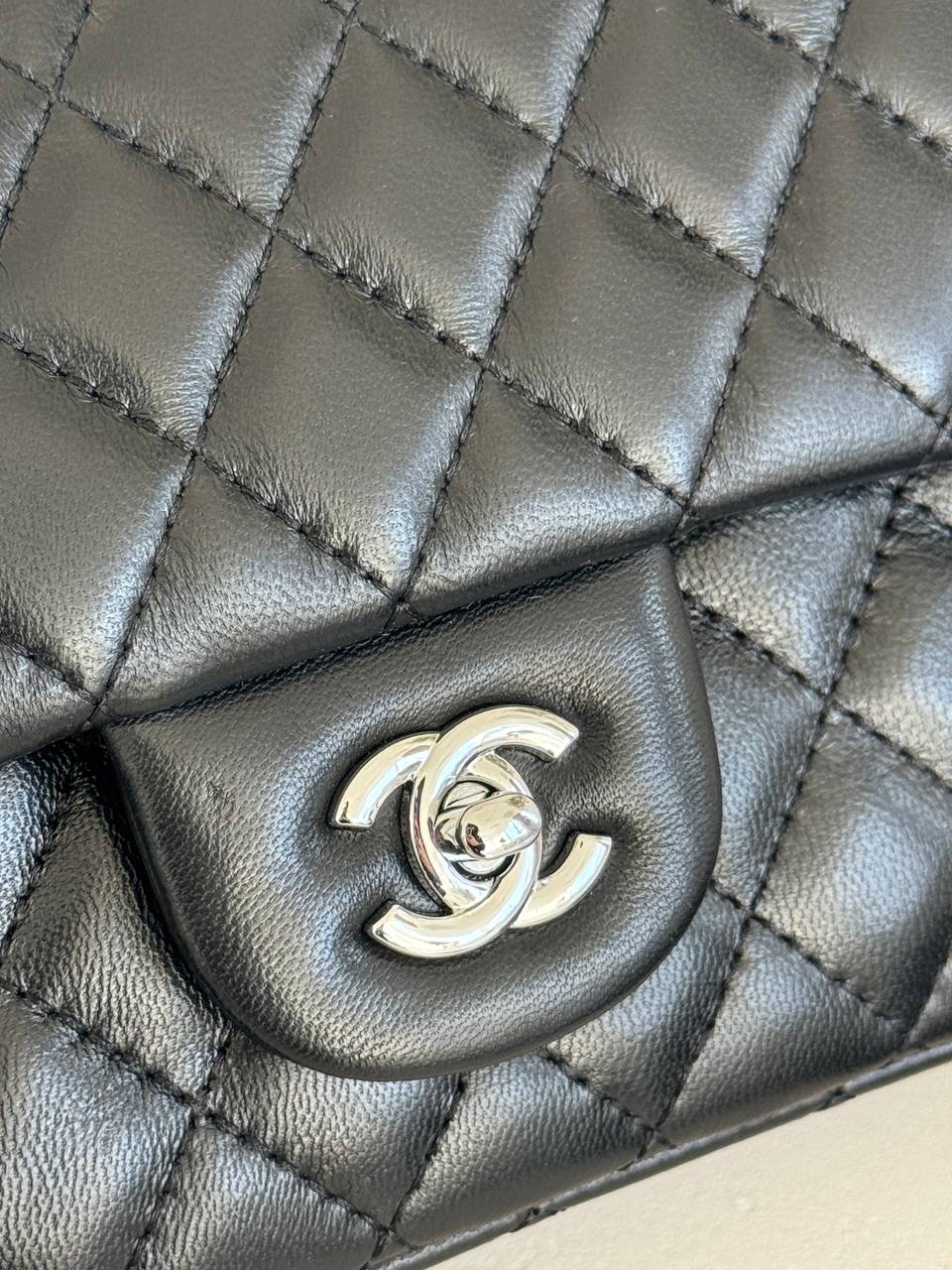 Chanel Classic Double Flap Bag Medium in Black Caviar Leather with Silver Hardware - 13