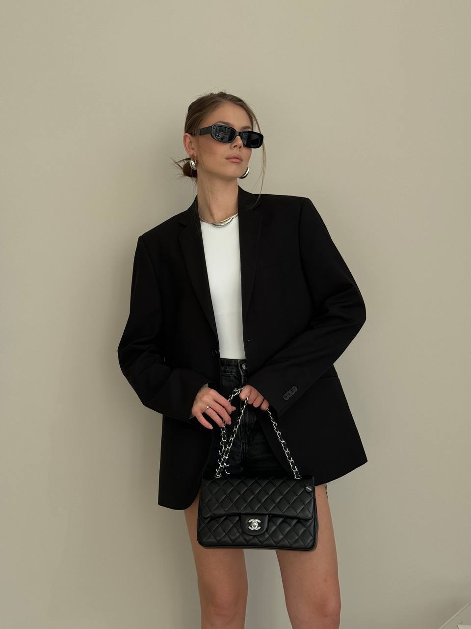 Chanel Classic Double Flap Bag Medium in Black Caviar Leather with Silver Hardware - 3