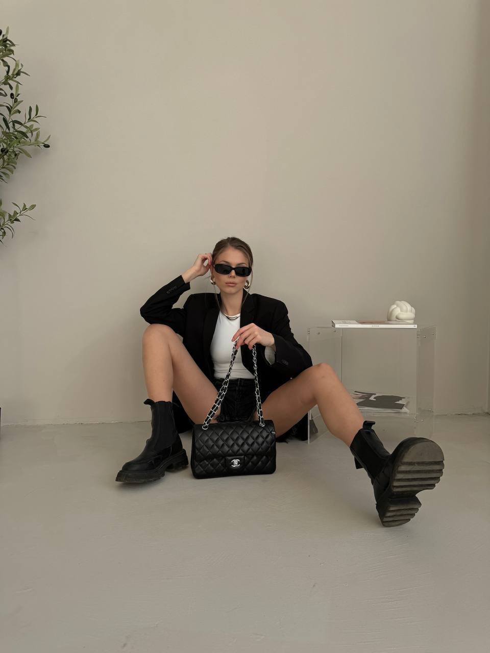 Chanel Classic Double Flap Bag Medium in Black Caviar Leather with Silver Hardware - 5