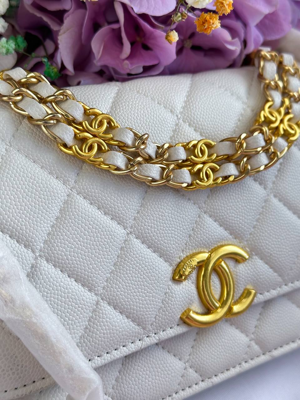 Chanel Classic Flap Mini White Caviar - 9