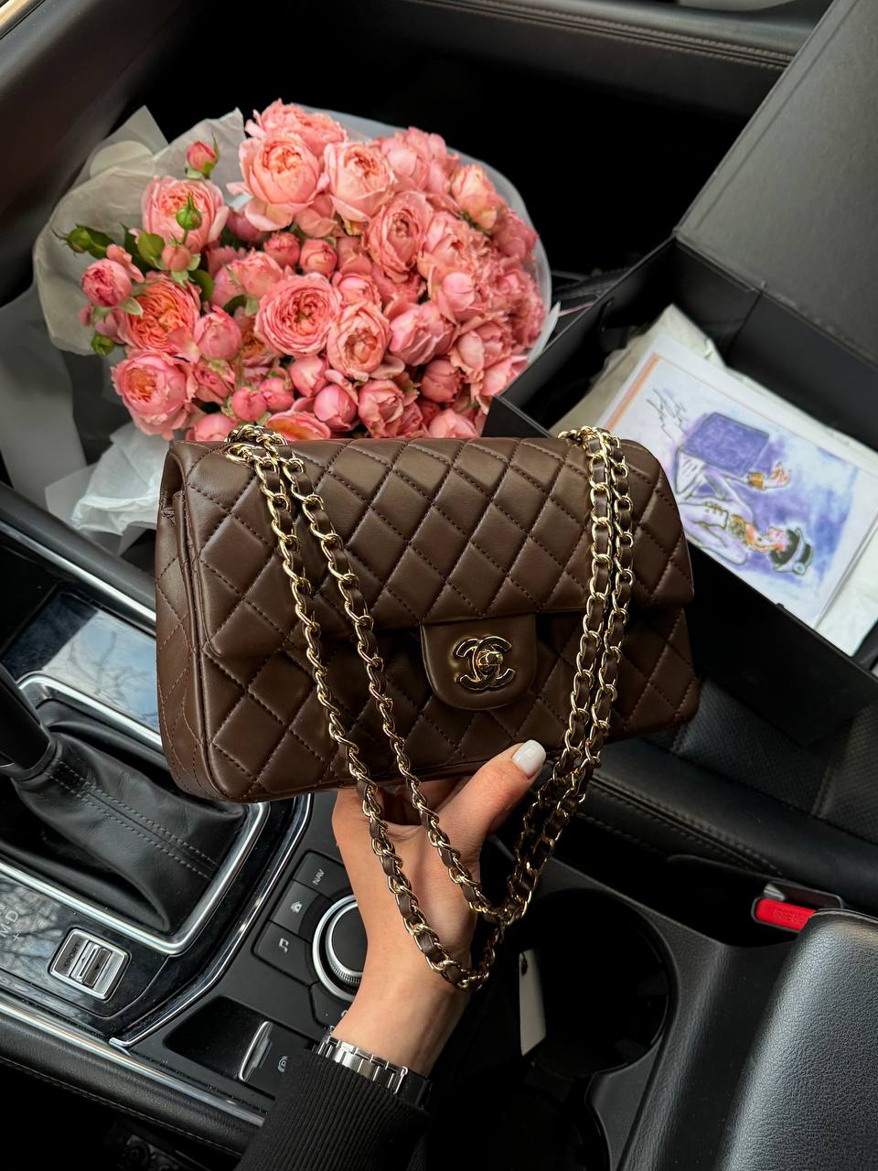 Chanel Classic Medium Double Flap in Chocolate/Gold - 8
