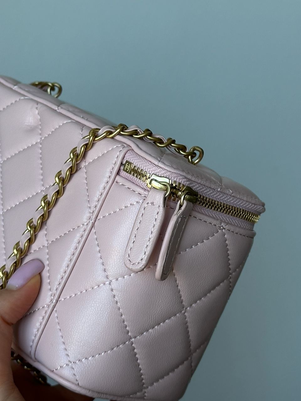 Chanel Classic Powder Lambskin Pearl Crush Vanity Bag Gold - 5