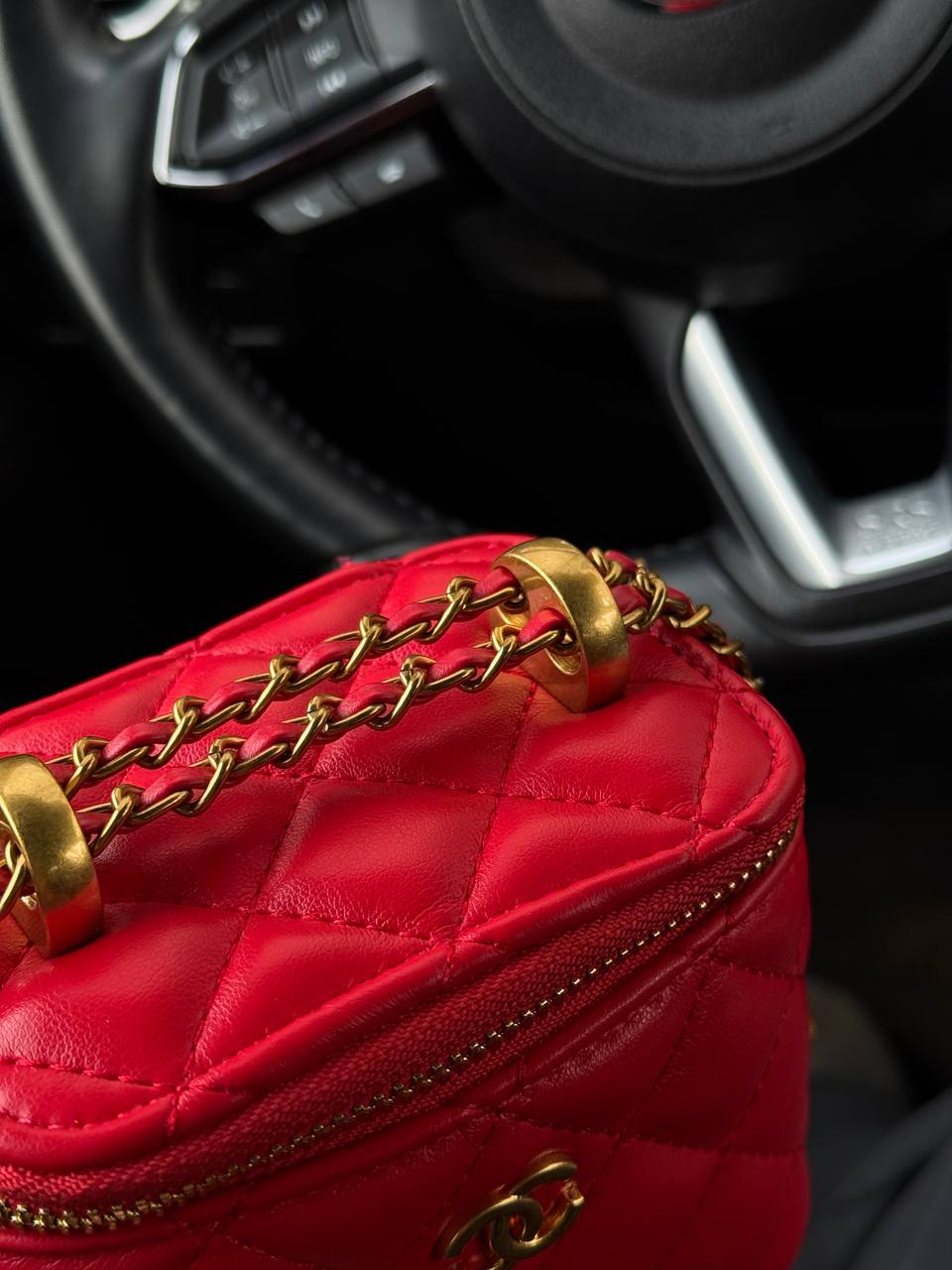 Chanel Classic Red Lambskin Pearl Crush Mini Vanity Case - 12