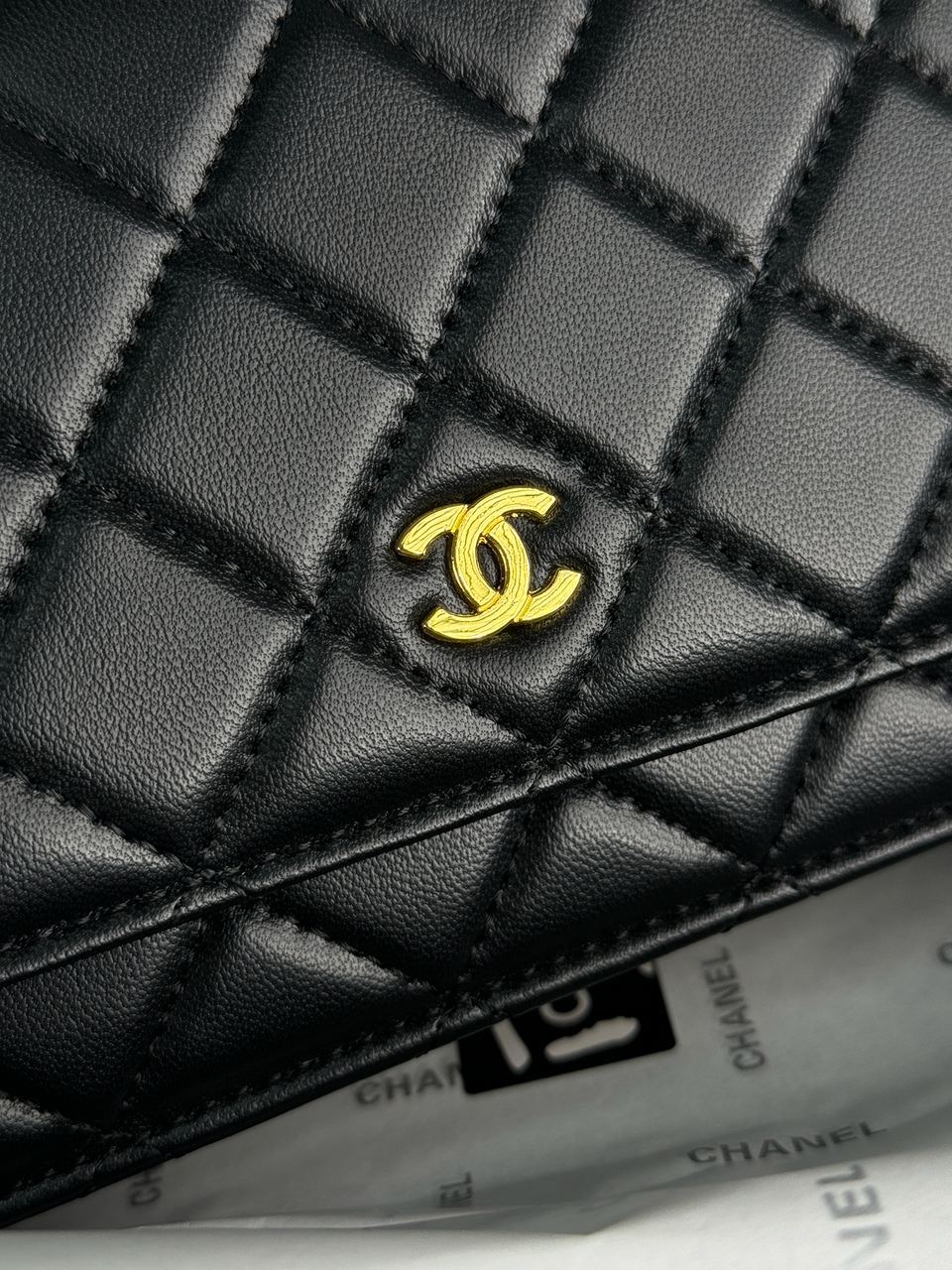 Chanel Classic Wallet on Chain Black/Gold - 12
