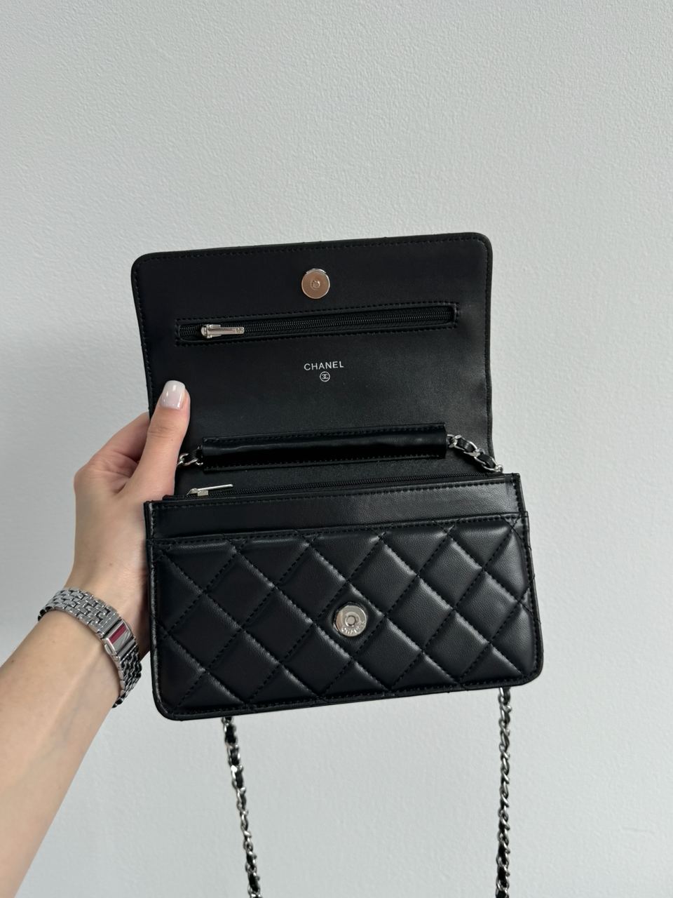Chanel Classic Wallet on Chain Black/Silver - 18