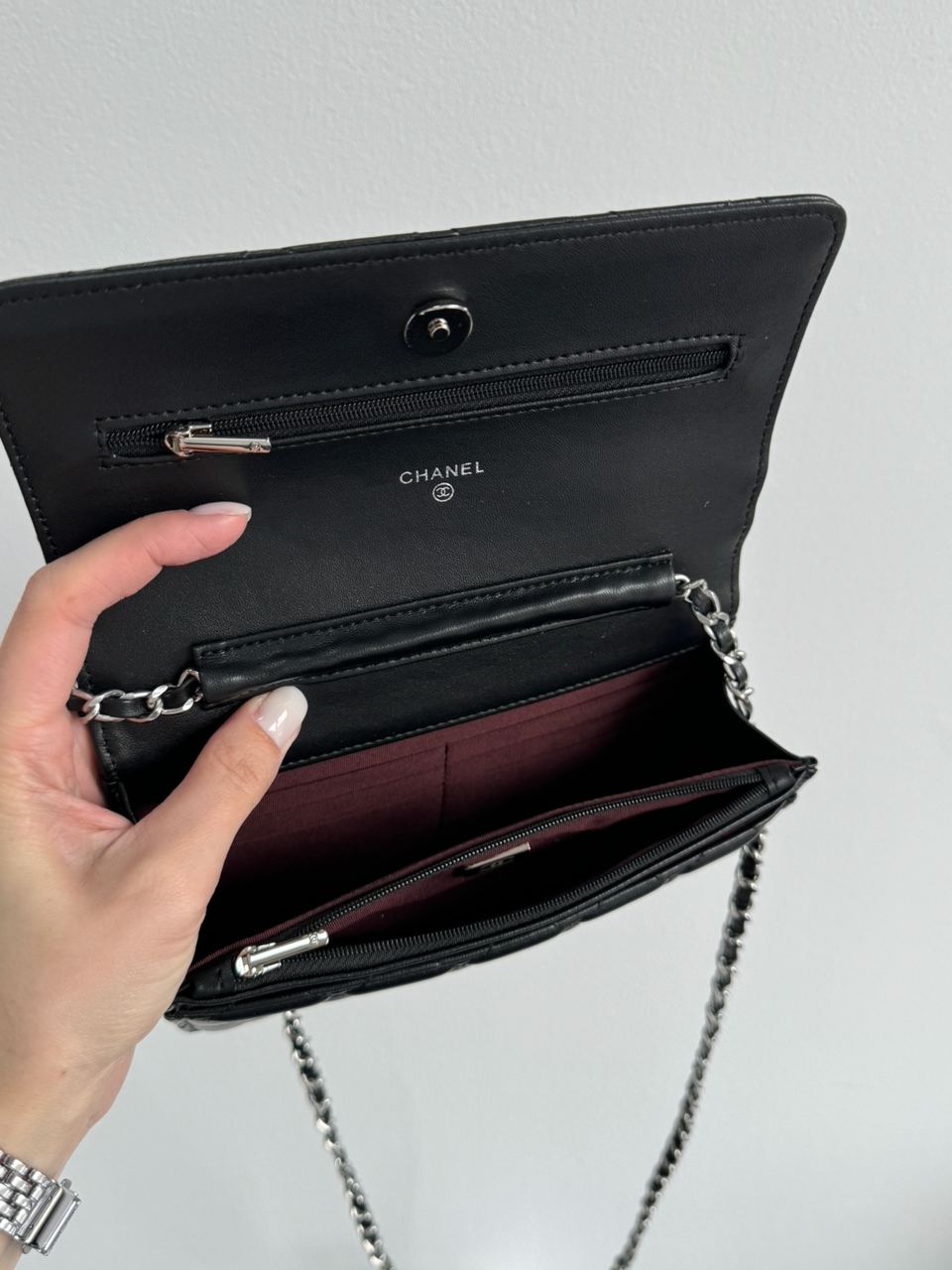 Chanel Classic Wallet on Chain Black/Silver - 19