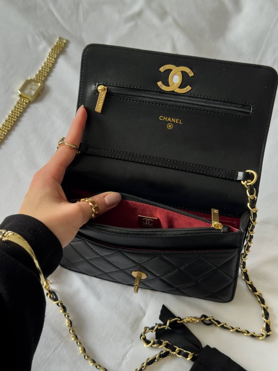 Chanel Classic Wallet on Chain Quilted Caviar Black/Gold - 14