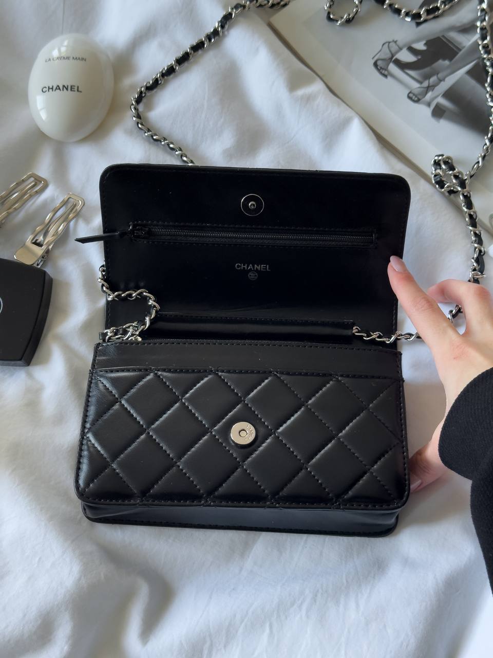 Chanel Classic Wallet on Chain Quilted Caviar Black/Silver - 14