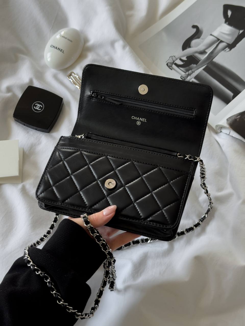 Chanel Classic Wallet on Chain Quilted Caviar Black/Silver - 15