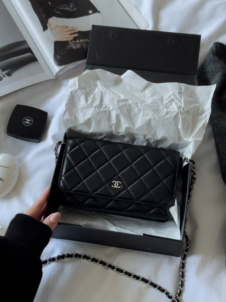 Chanel Classic Wallet on Chain Quilted Caviar Black/Silver - 4