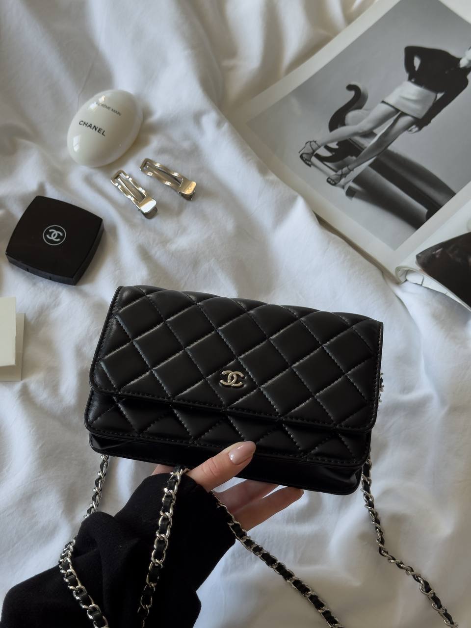 Chanel Classic Wallet on Chain Quilted Caviar Black/Silver - 7