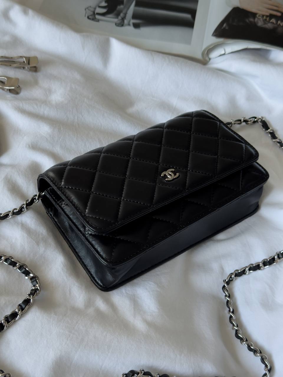 Chanel Classic Wallet on Chain Quilted Caviar Black/Silver - 8