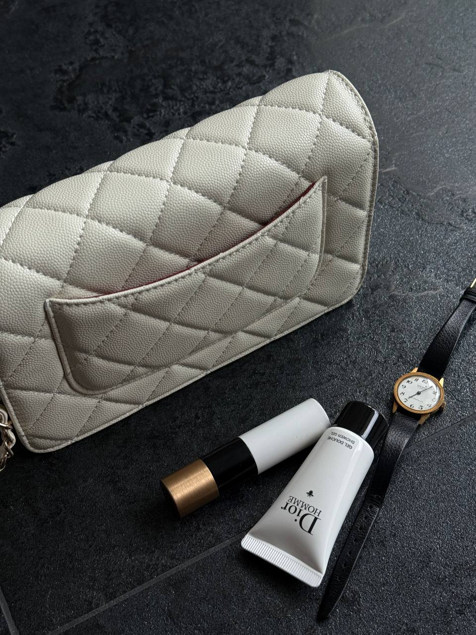 Chanel Classic Wallet on Chain Quilted Caviar Milk/Gold - 8