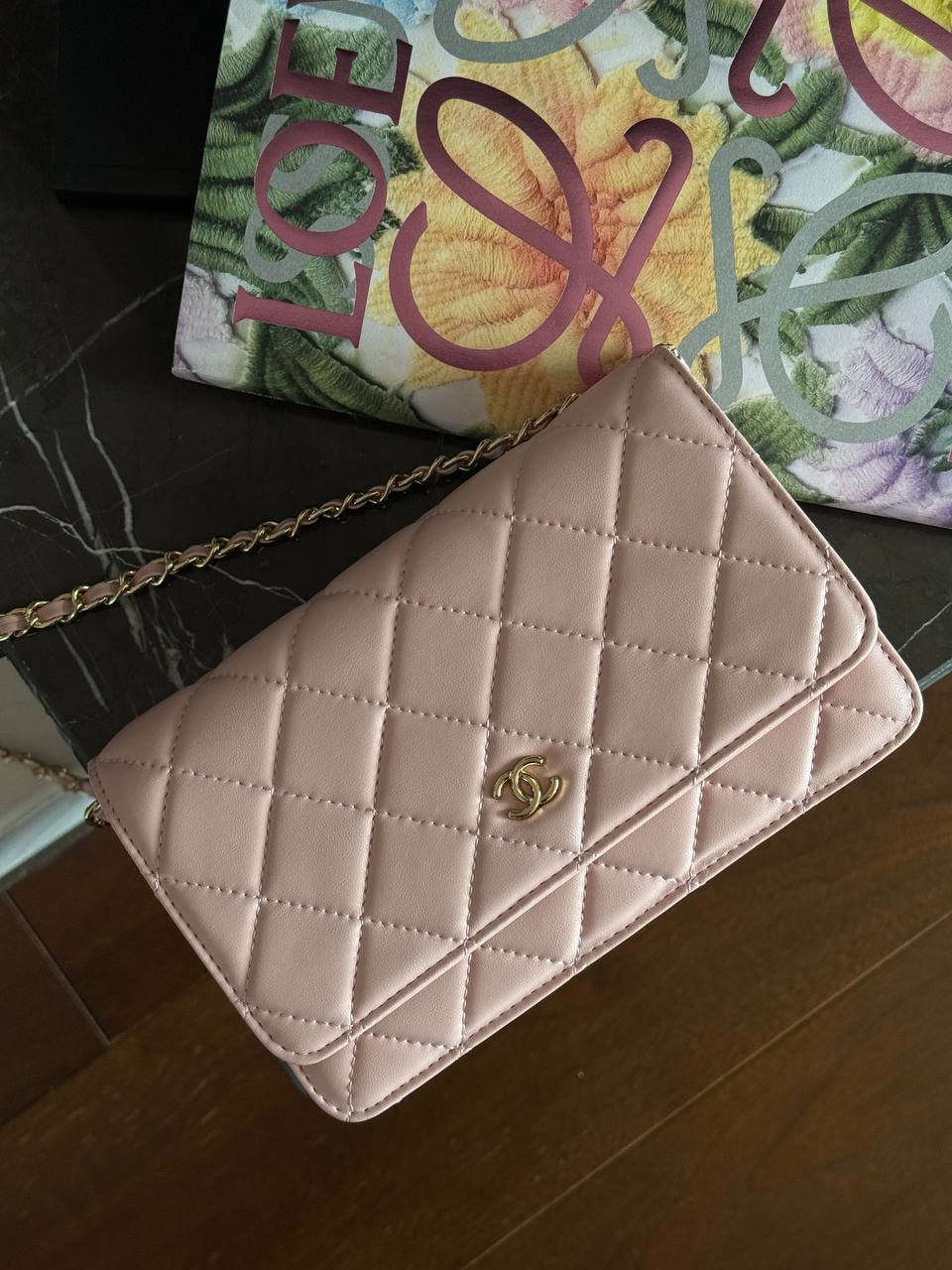 Chanel Classic Wallet on Chain Quilted Caviar Pink/Gold - 2