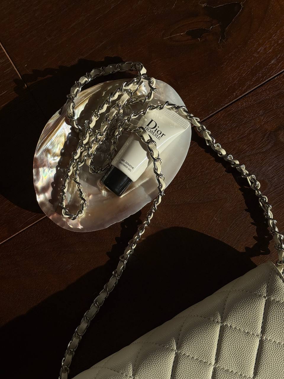 Chanel Classic Wallet on Chain Quilted Caviar White/Silver - 16