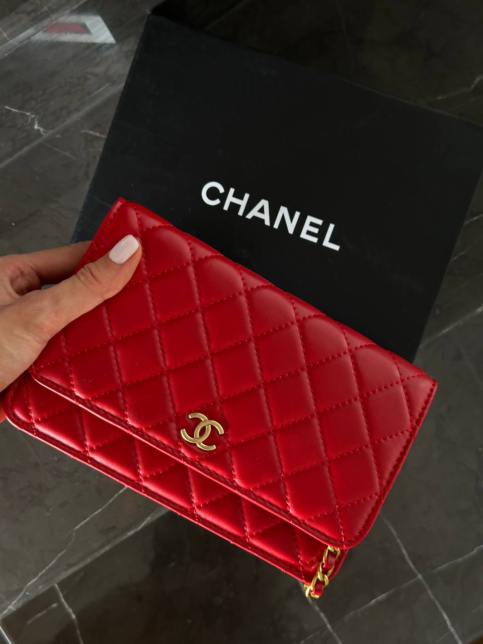 Chanel Classic Wallet On Chain Red Lambskin - 3
