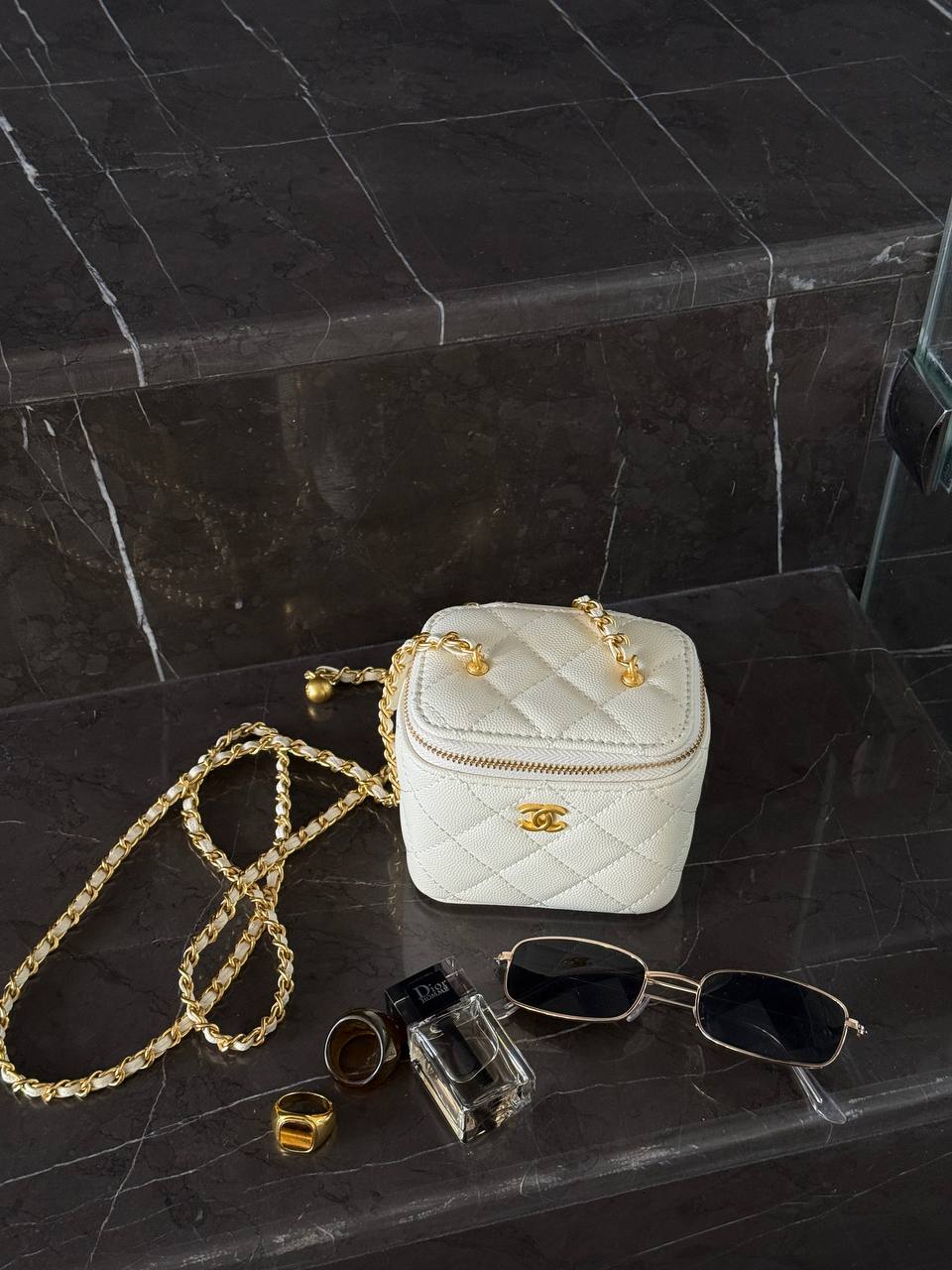 Chanel Classic White Lambskin Pearl Crush Mini Vanity Case - 4