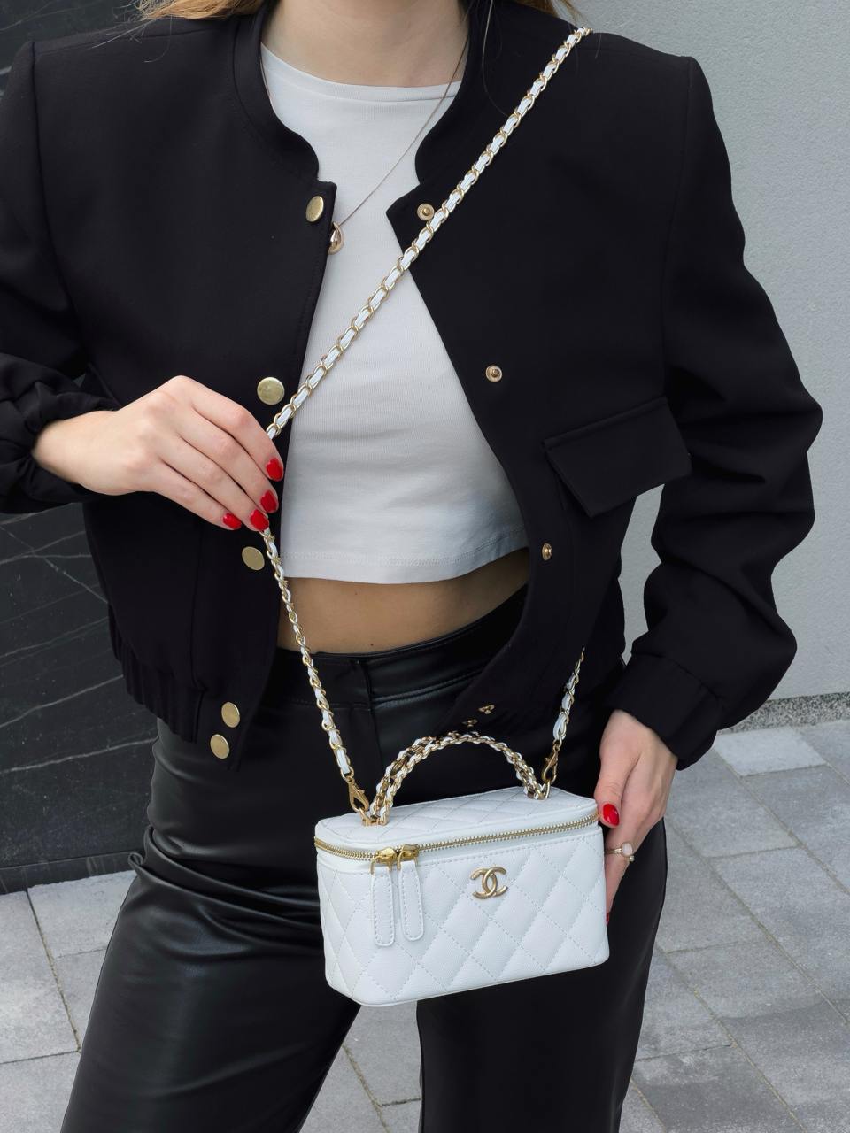 Chanel Classic White Lambskin Pearl Crush Vanity - 10