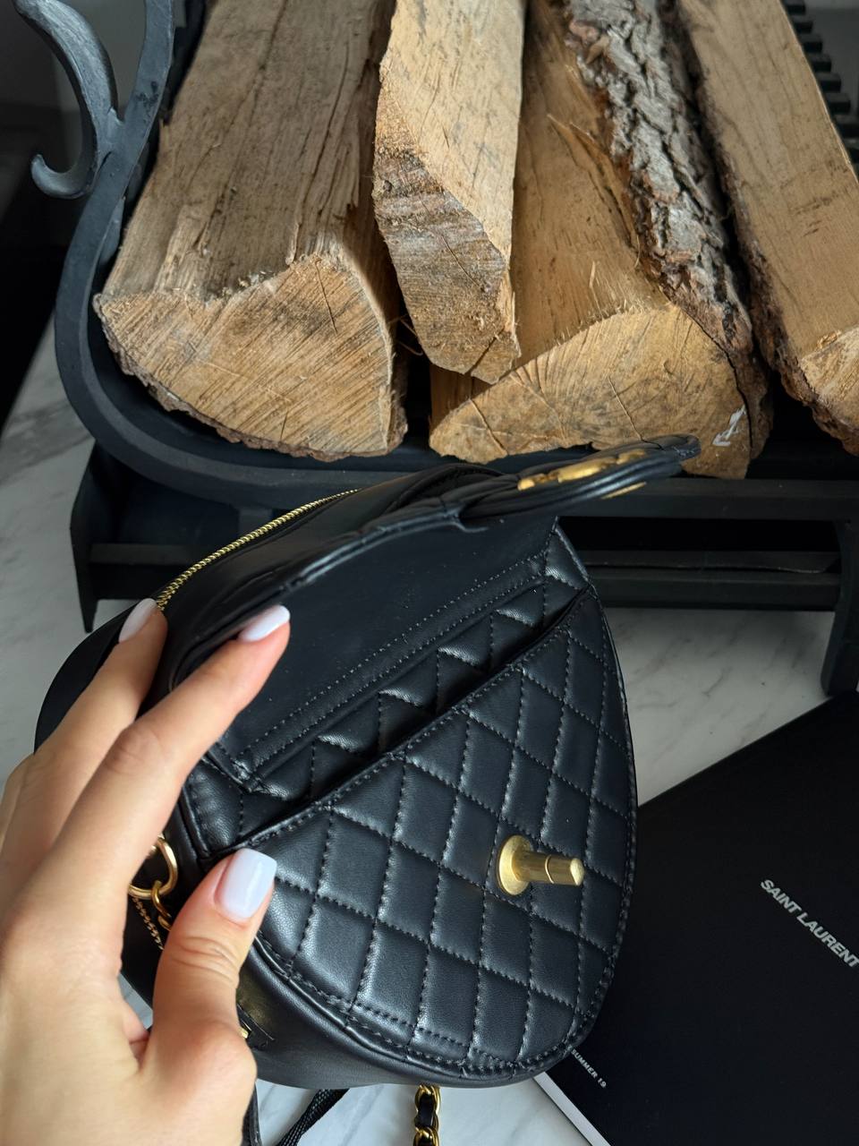 Chanel Heart Chain Clutch Bag Black - 10