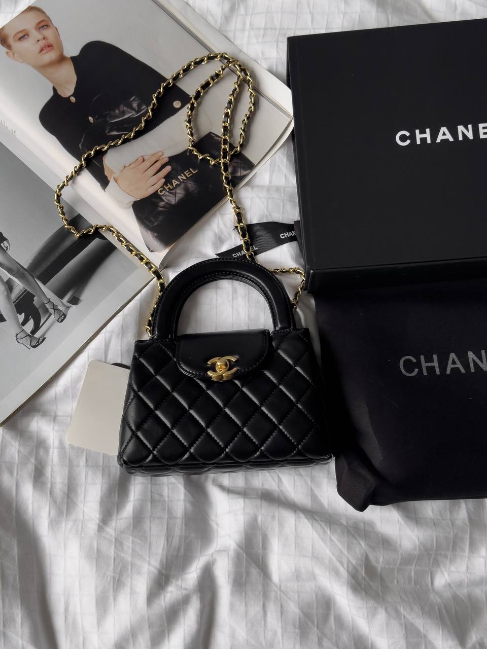 Chanel Kelly Bag Shiny Aged Calfskin Black &amp; Gold Hardware - 8