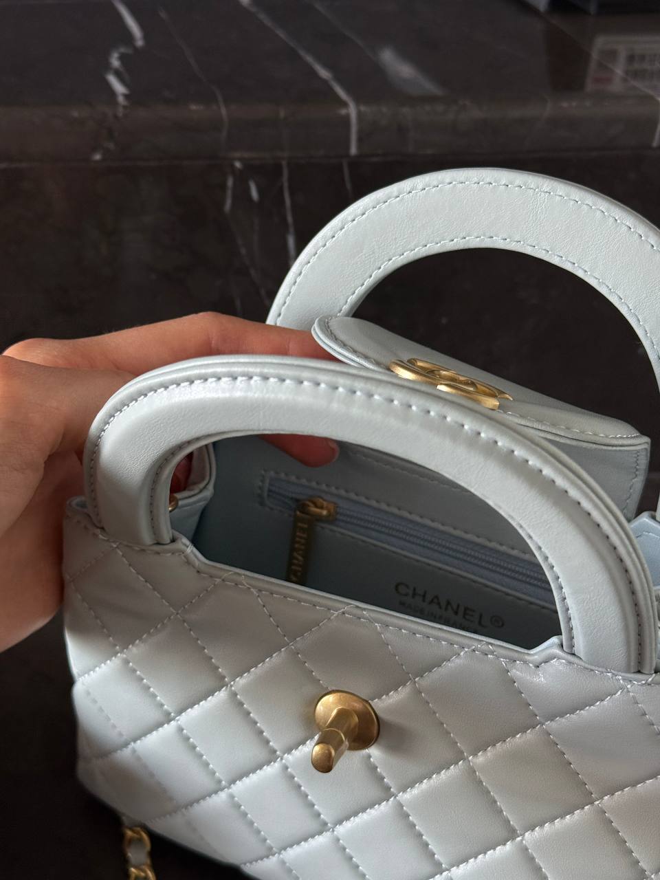 Chanel Kelly Bag Shiny Aged Calfskin Blue&amp; Gold Hardware - 8