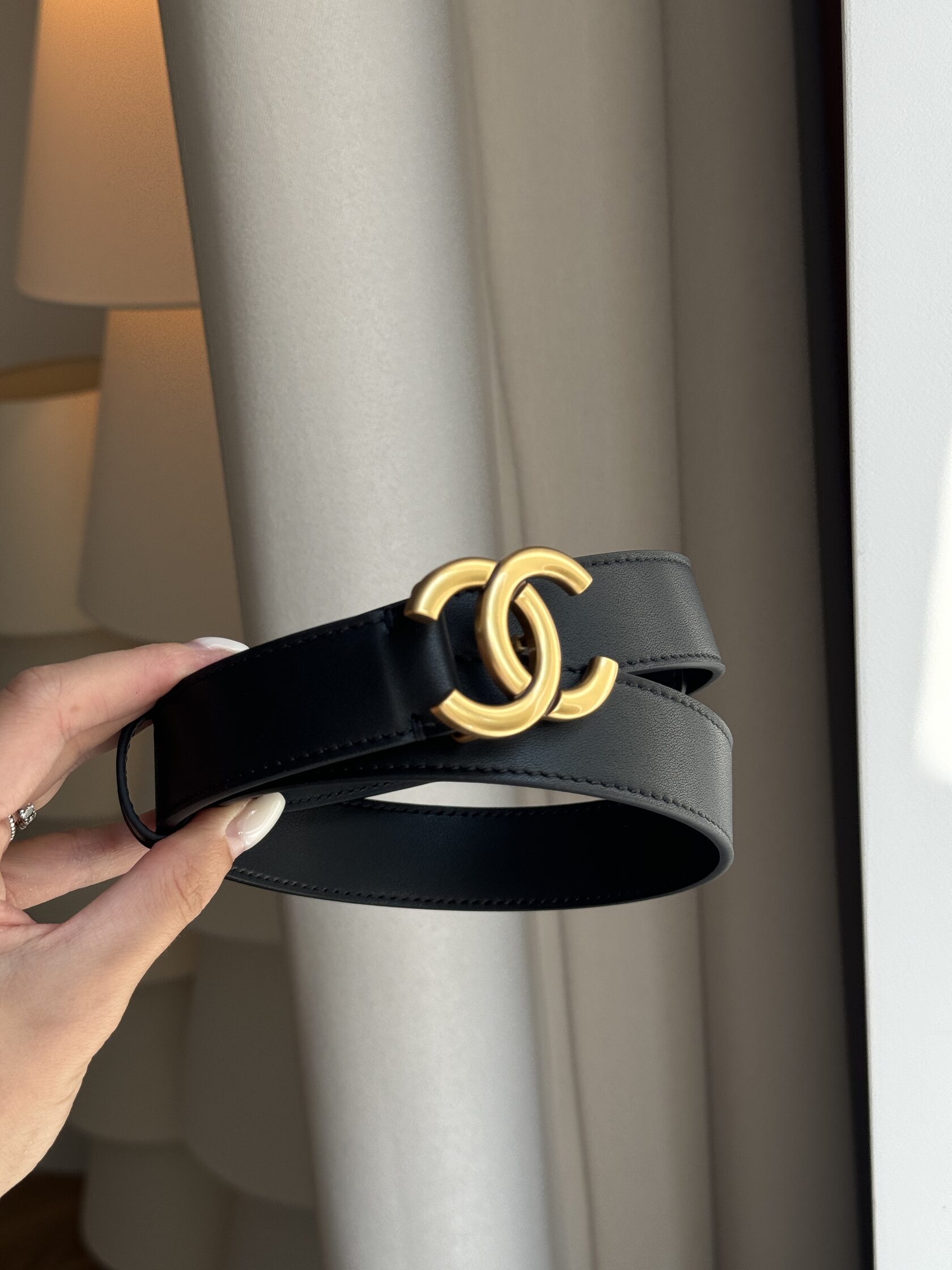 Chanel Leather Belt Black/Gold - 12