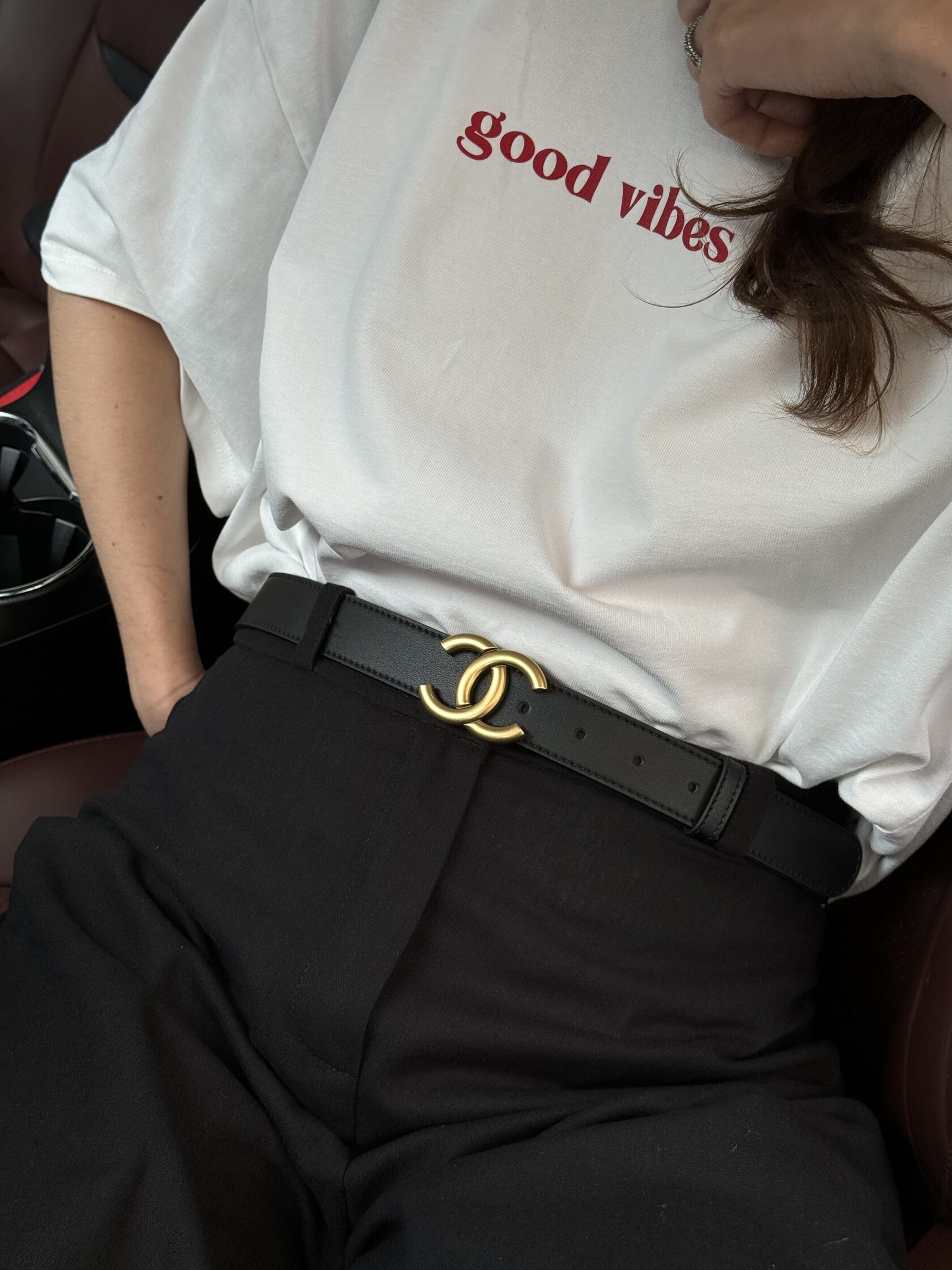 Chanel Leather Belt Black/Gold - 14