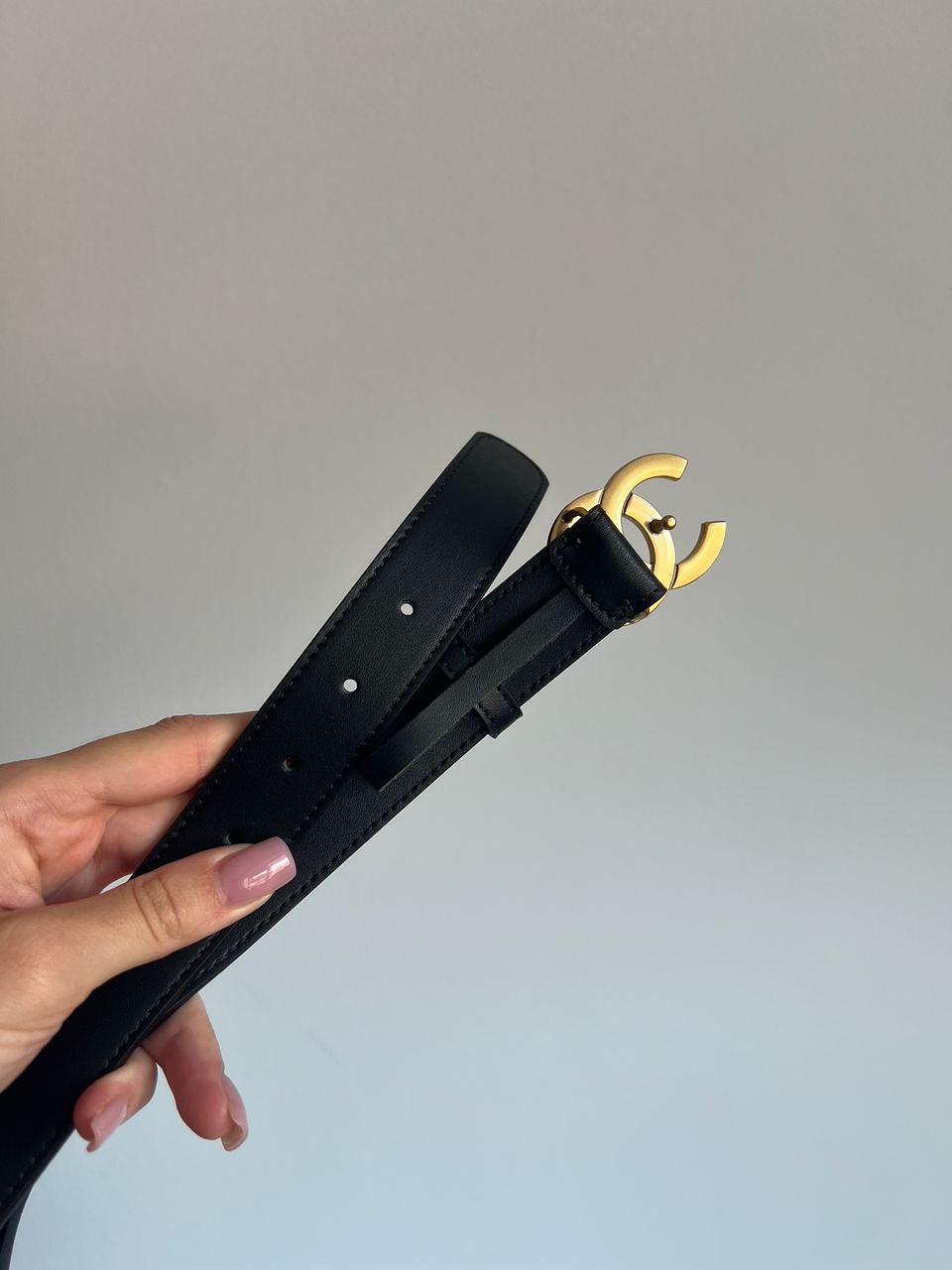 Chanel Leather Belt Black/Gold - 18