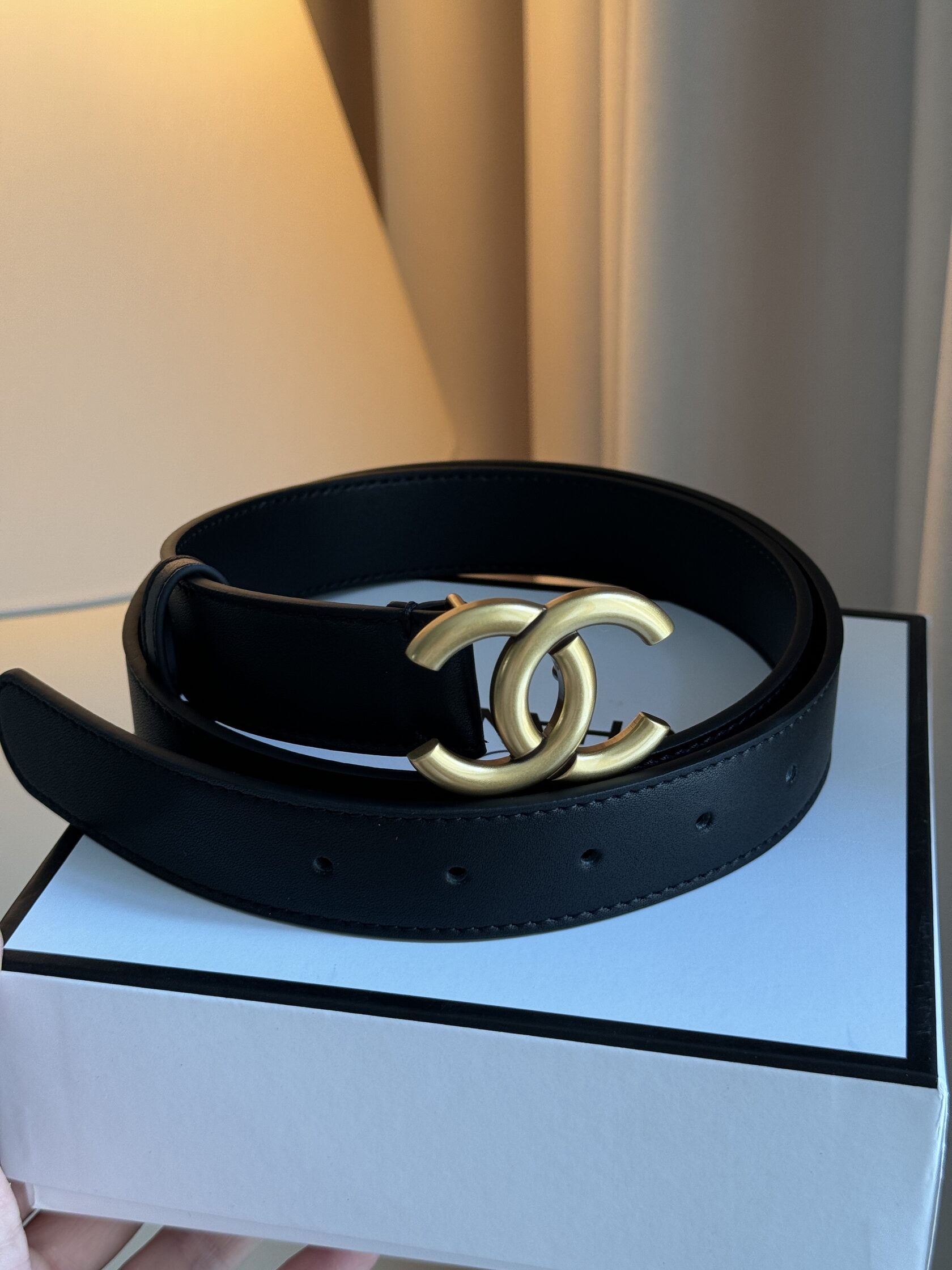 Chanel Leather Belt Black/Gold - 6