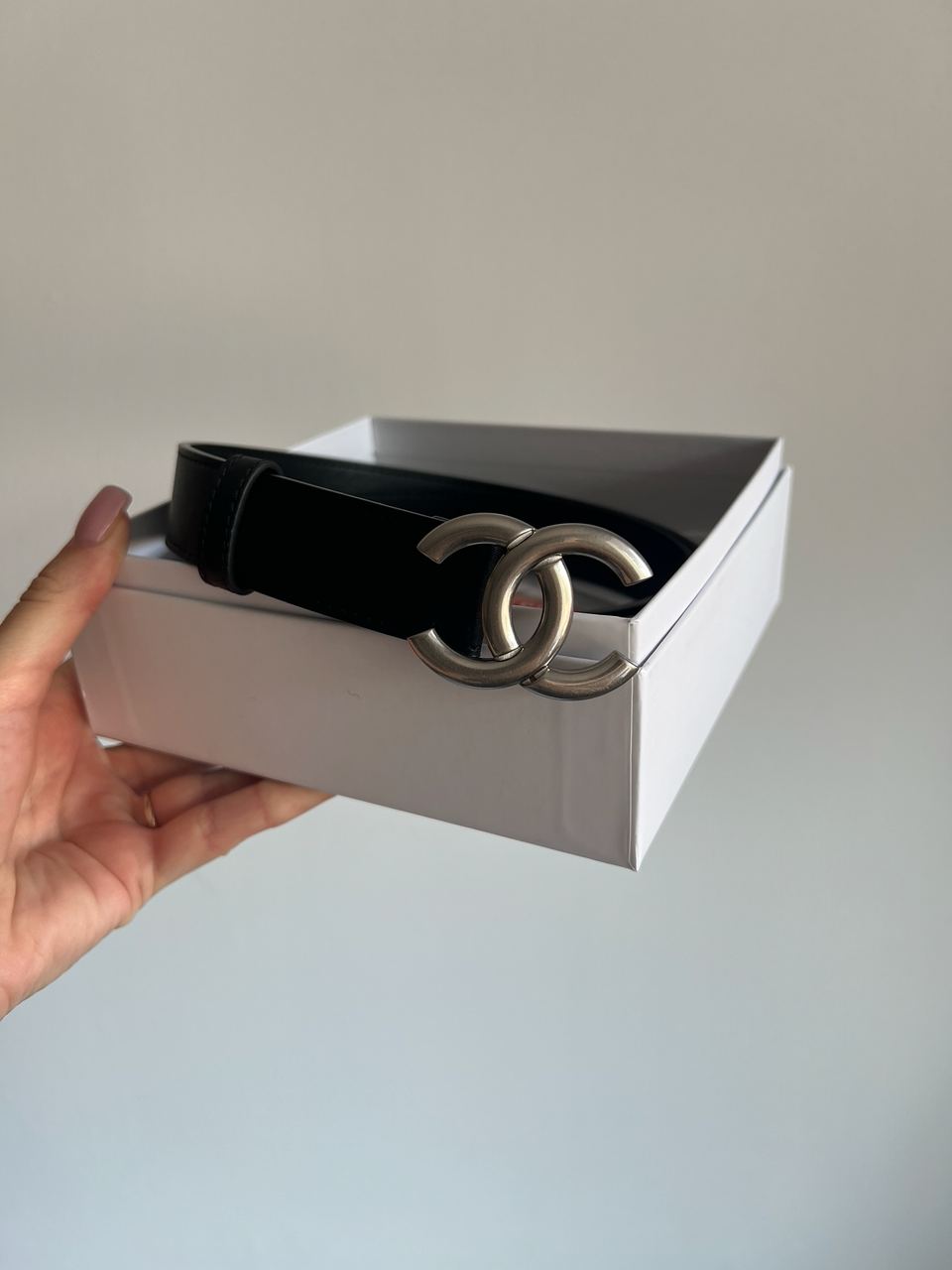 Chanel Leather Belt Black/Silver - 12