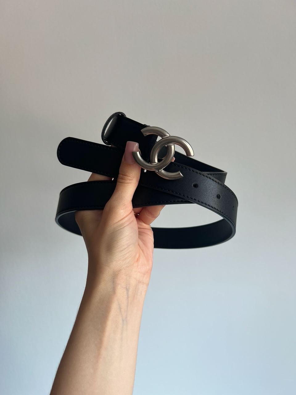 Chanel Leather Belt Black/Silver - 14
