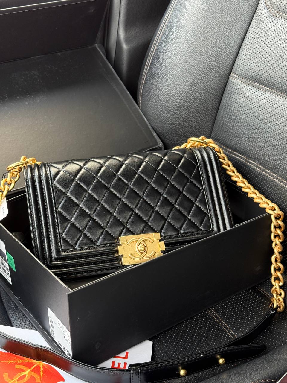 Chanel Medium Boy Black/Gold Caviar RHW Smooth Skin - 3