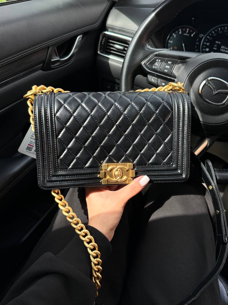 Chanel Medium Boy Black/Gold Caviar RHW Smooth Skin - 7