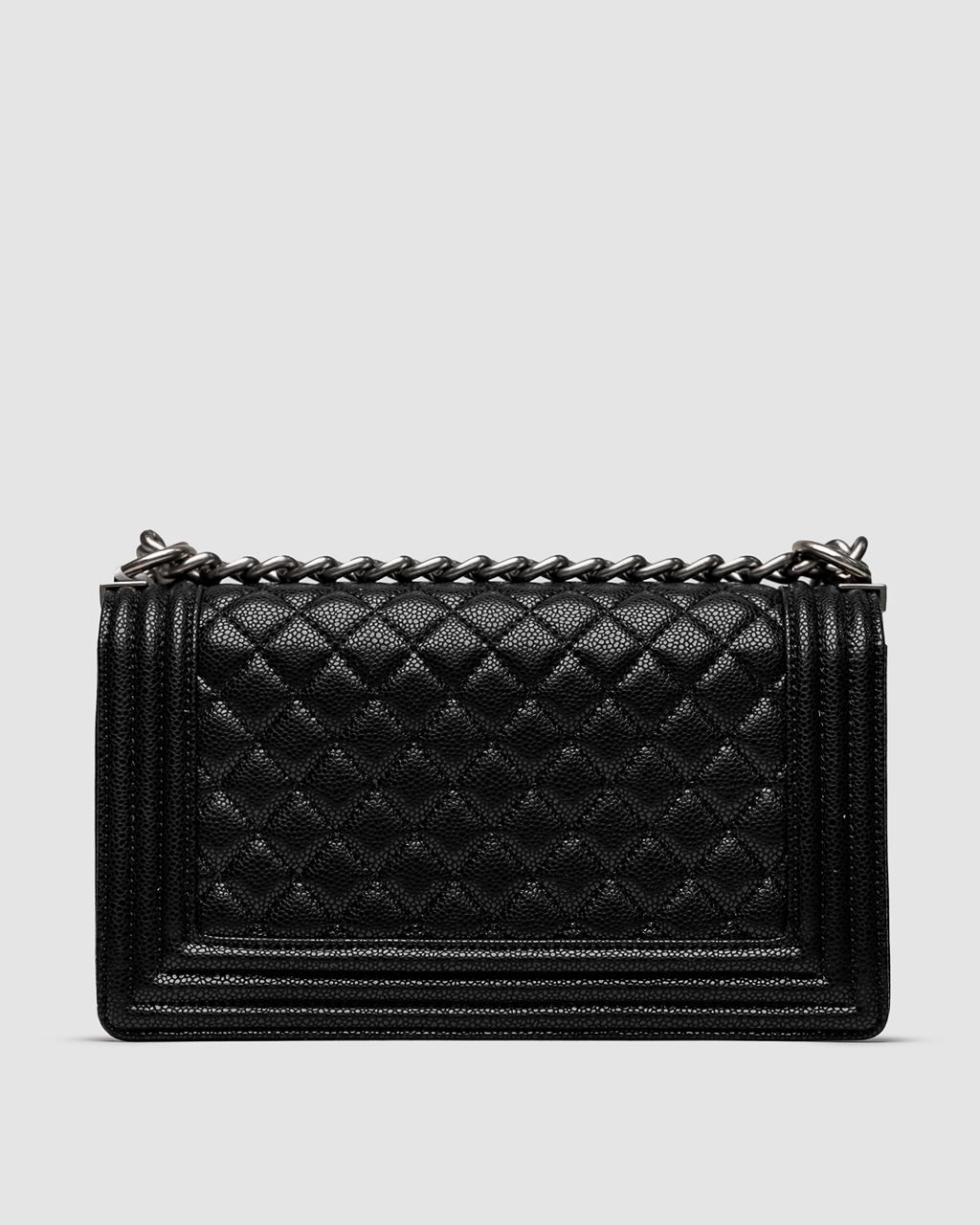 Chanel Medium Boy Black/Silver Caviar RHW - 14