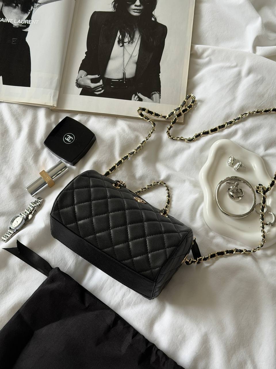 Chanel Mini Boston Chain Shoulder bag Black/Gold - 10