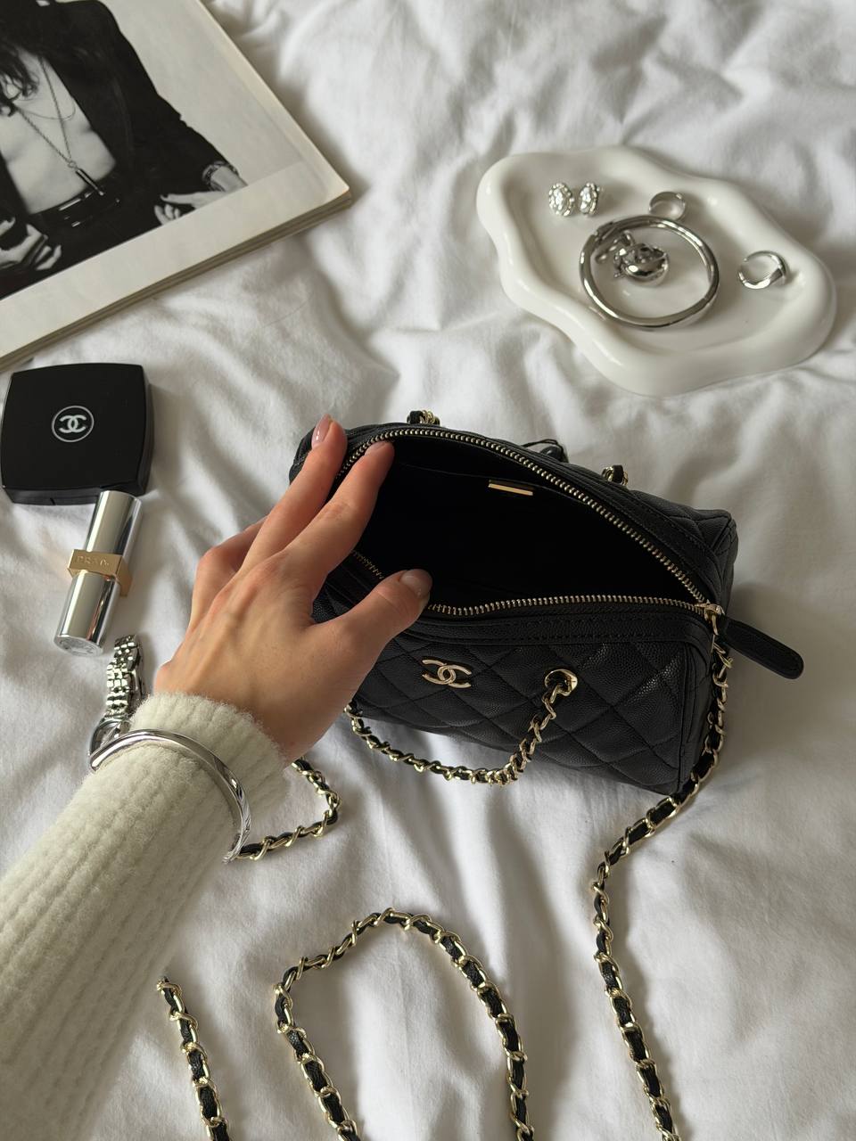 Chanel Mini Boston Chain Shoulder bag Black/Gold - 13