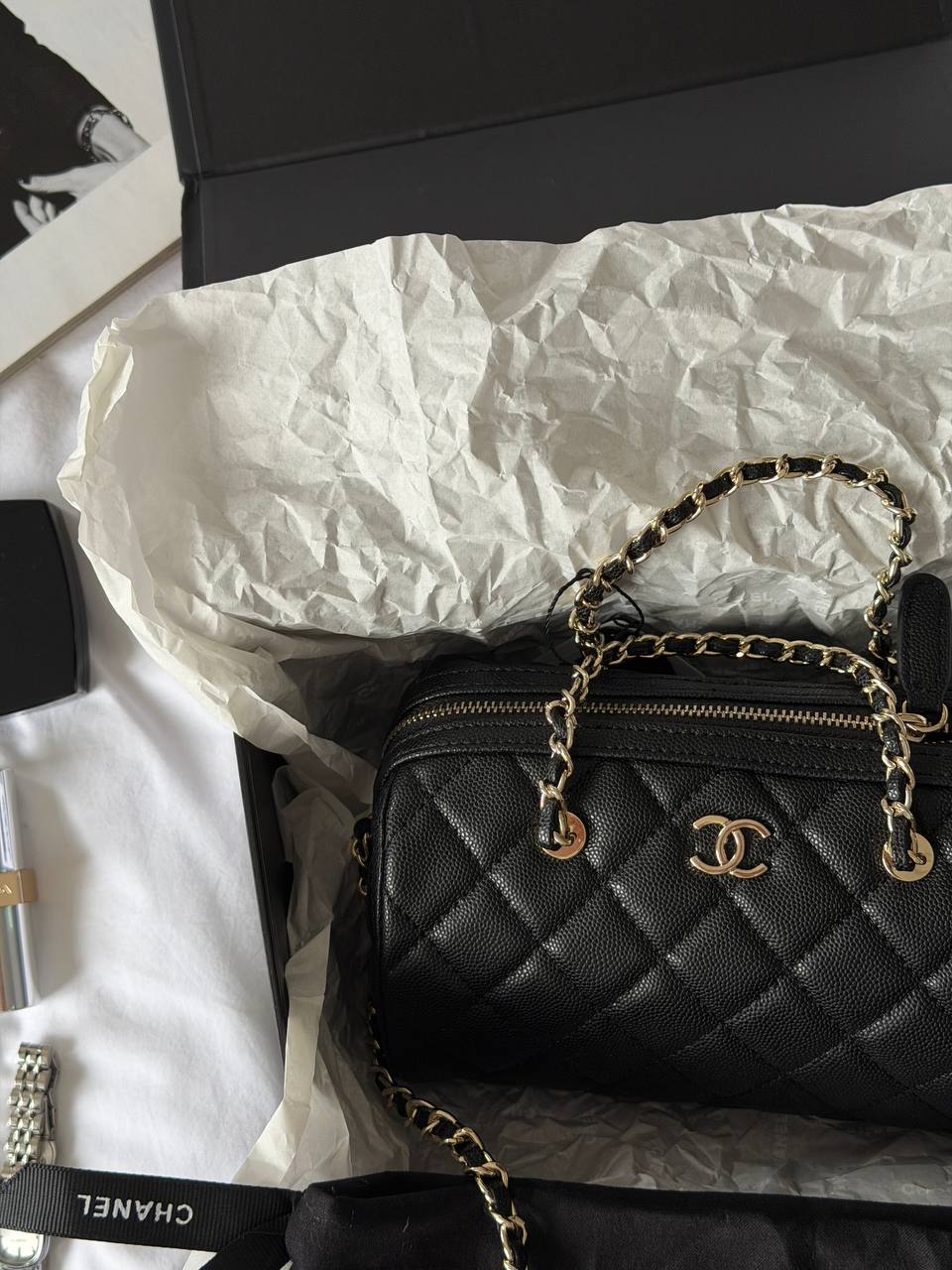 Chanel Mini Boston Chain Shoulder bag Black/Gold - 3