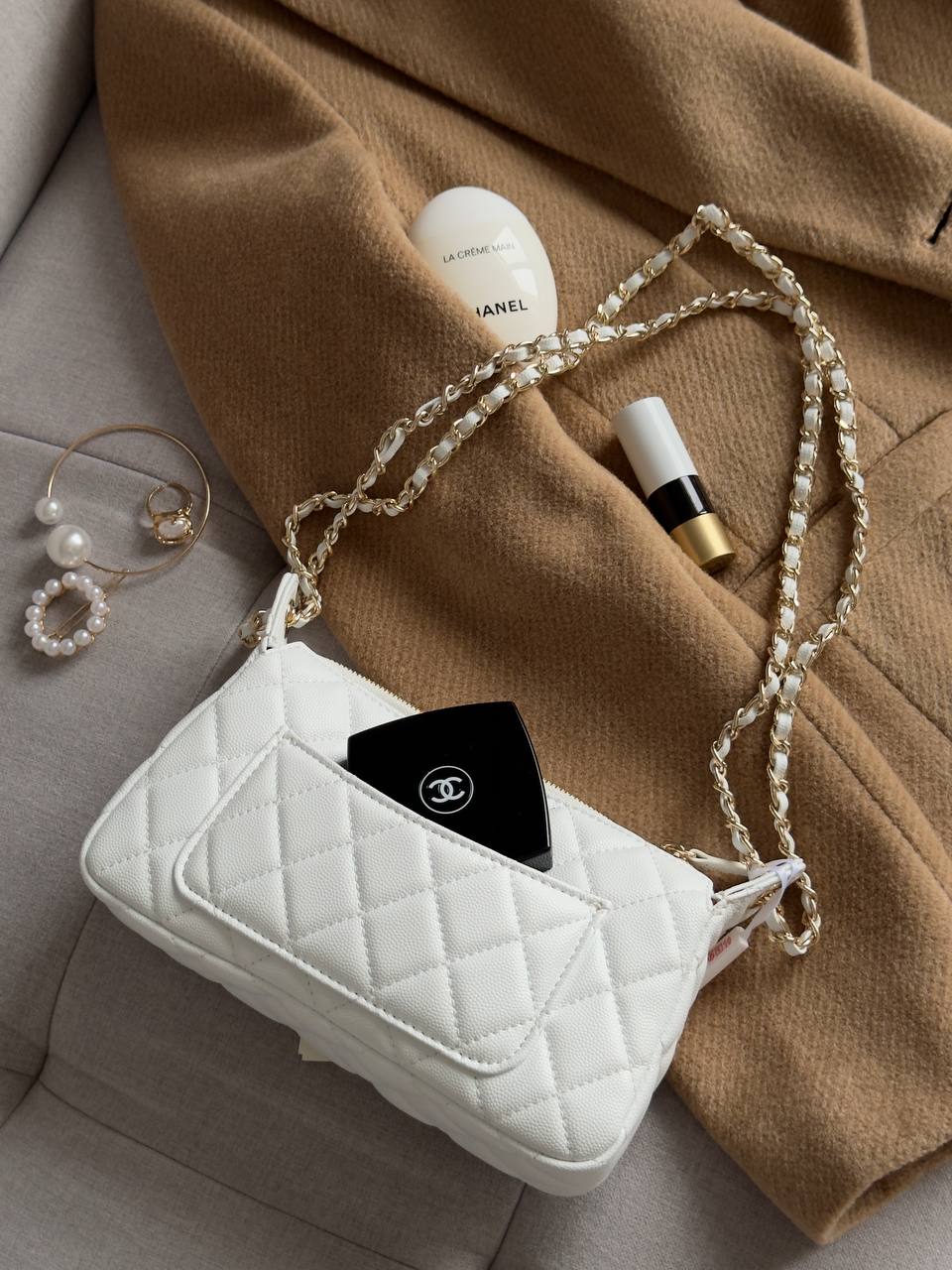 Chanel Mini Boston Chain Shoulder bag White/Gold - 10