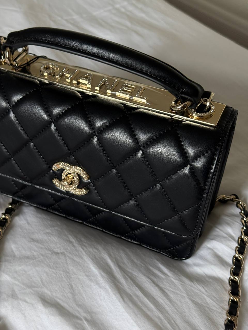 Chanel Mini Flap Bag with Top Handle Lambskin Black - 8