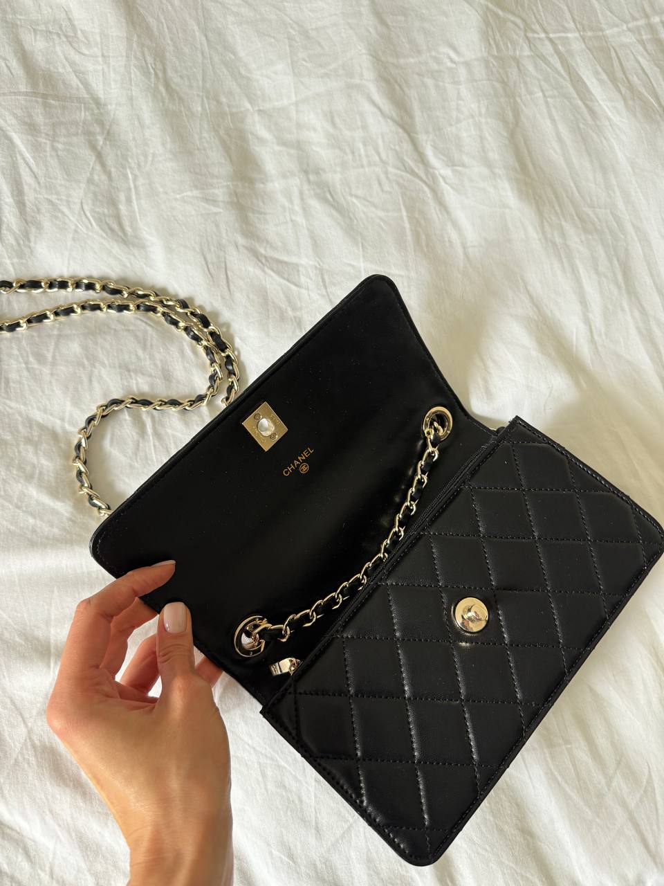 Chanel Mini Flap Bag with Top Handle Lambskin Black - 9