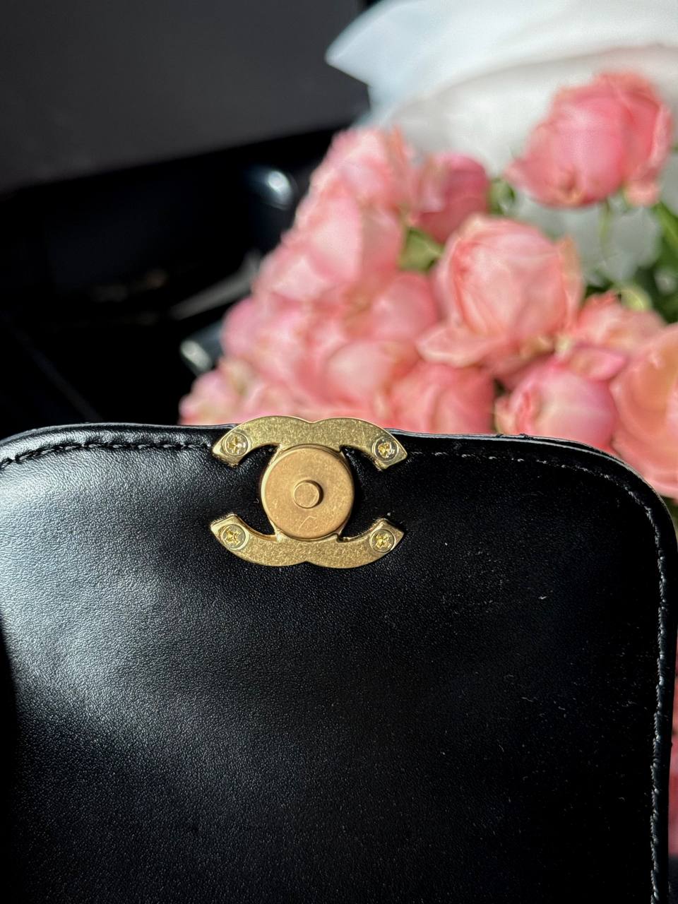 Chanel Pearl Crush Phone Case With Chain Lambskin Black - 13