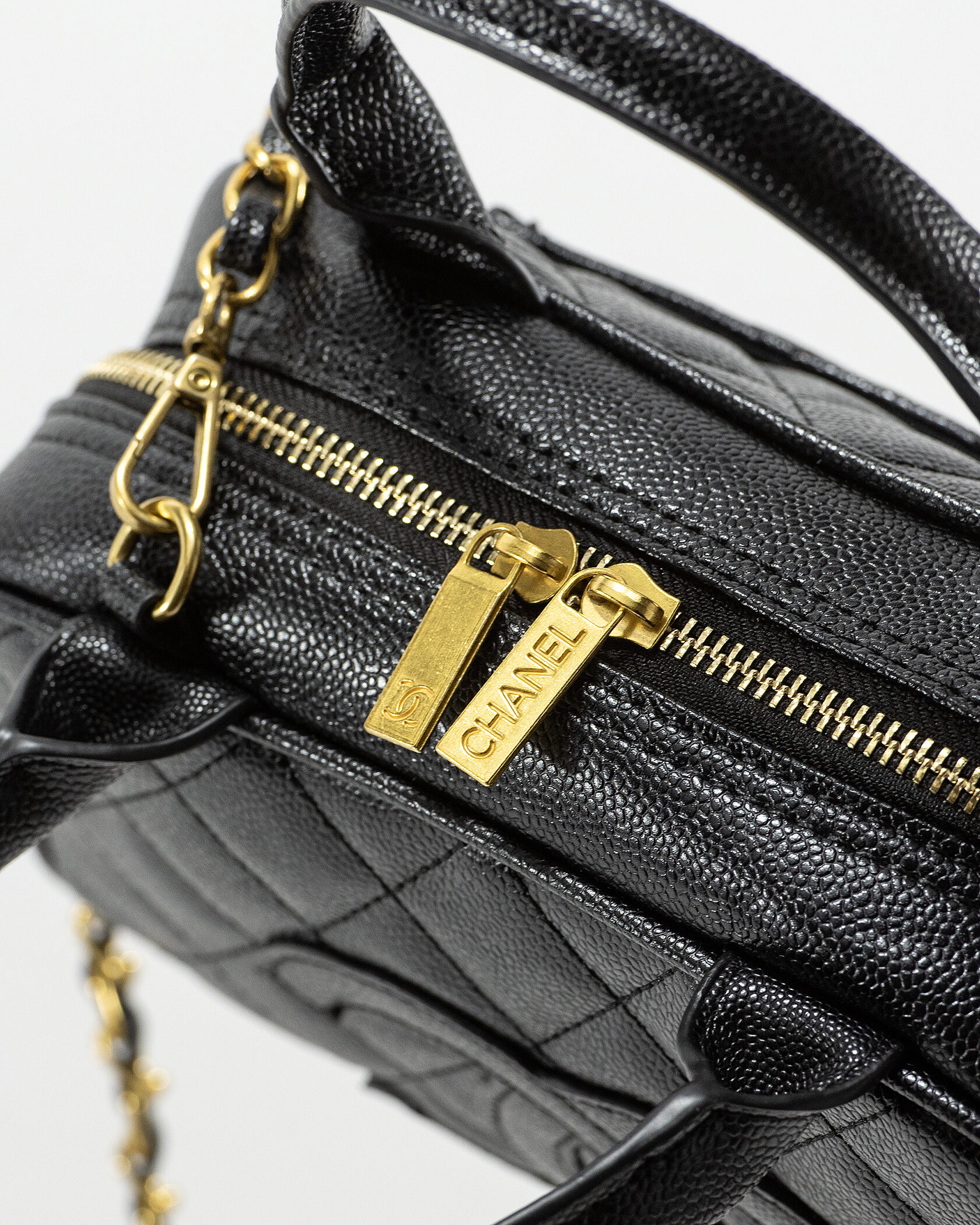 Chanel Small Bowling Bag in Black Caviar Leather - 10