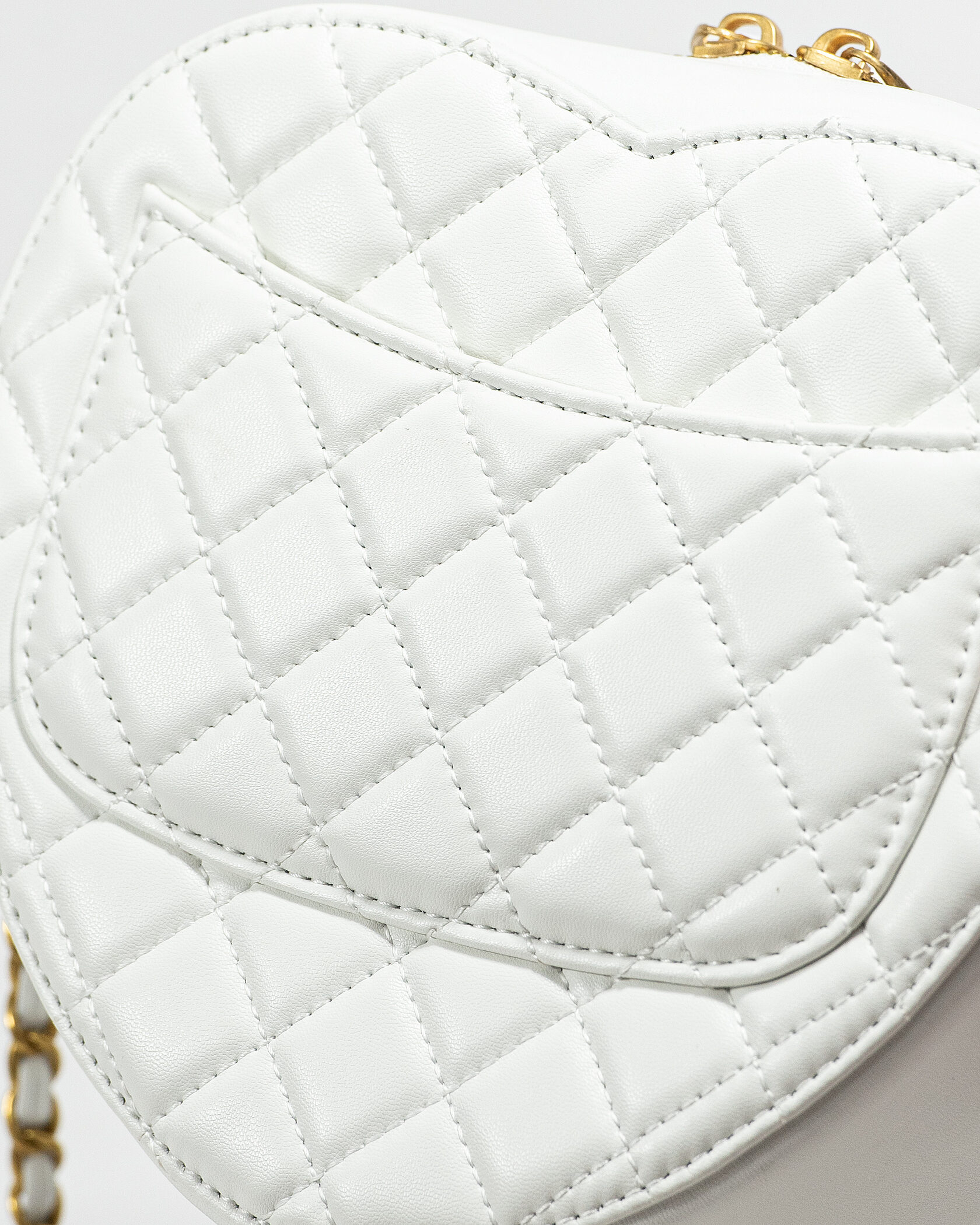 Chanel Small Heart Crossbody Bag in White Lambskin - 10