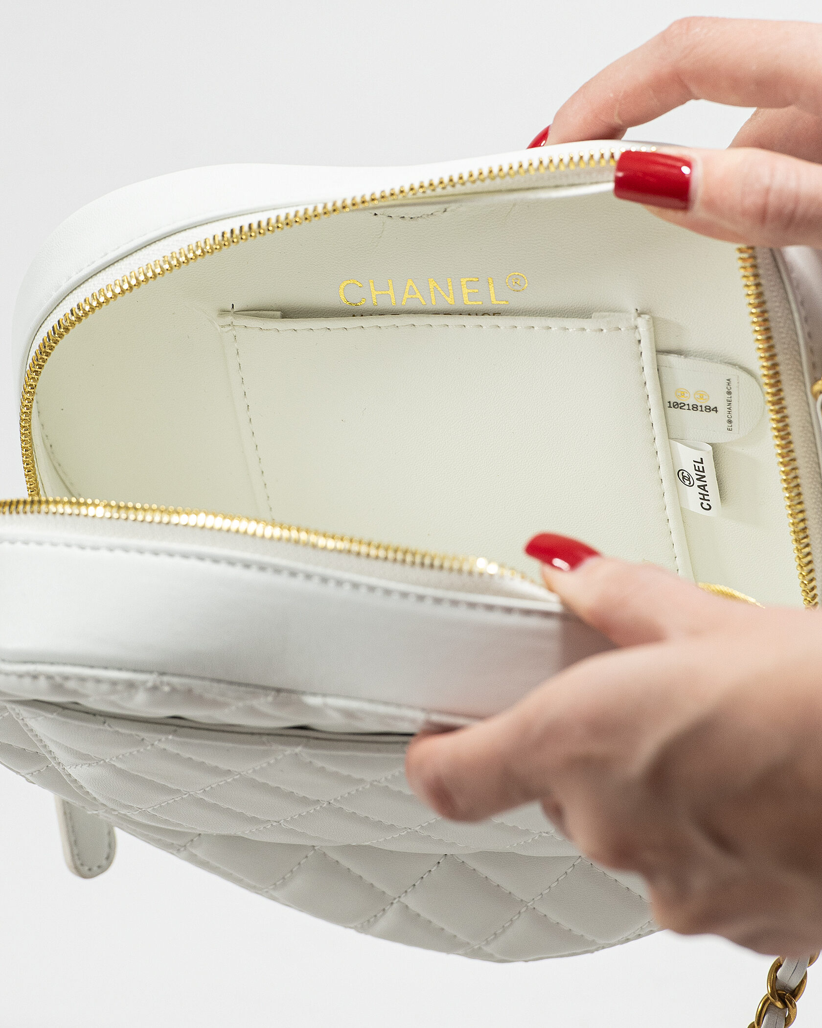 Chanel Small Heart Crossbody Bag in White Lambskin - 13