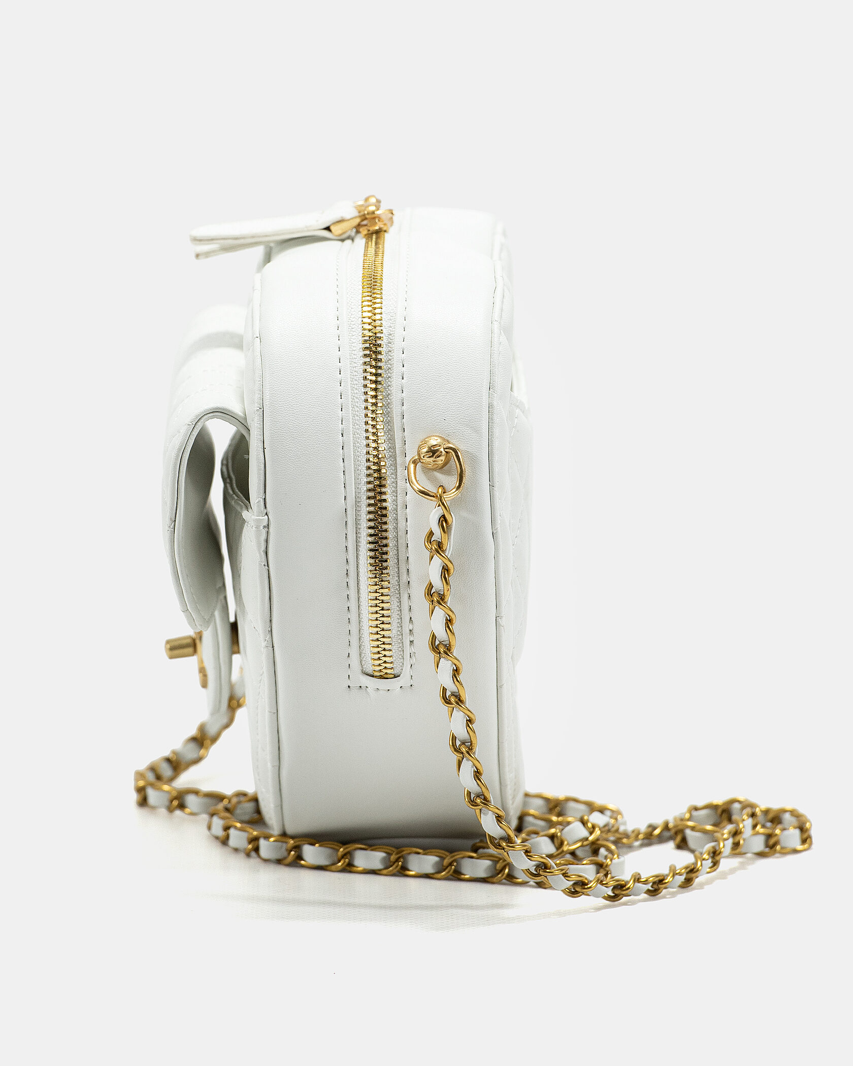 Chanel Small Heart Crossbody Bag in White Lambskin - 7