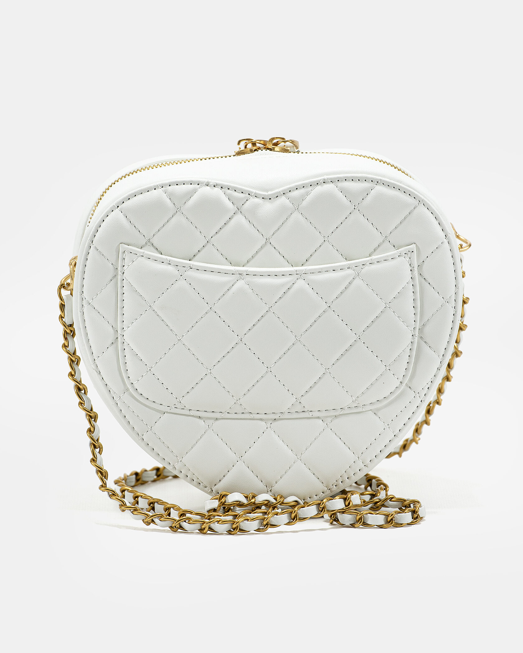 Chanel Small Heart Crossbody Bag in White Lambskin - 9