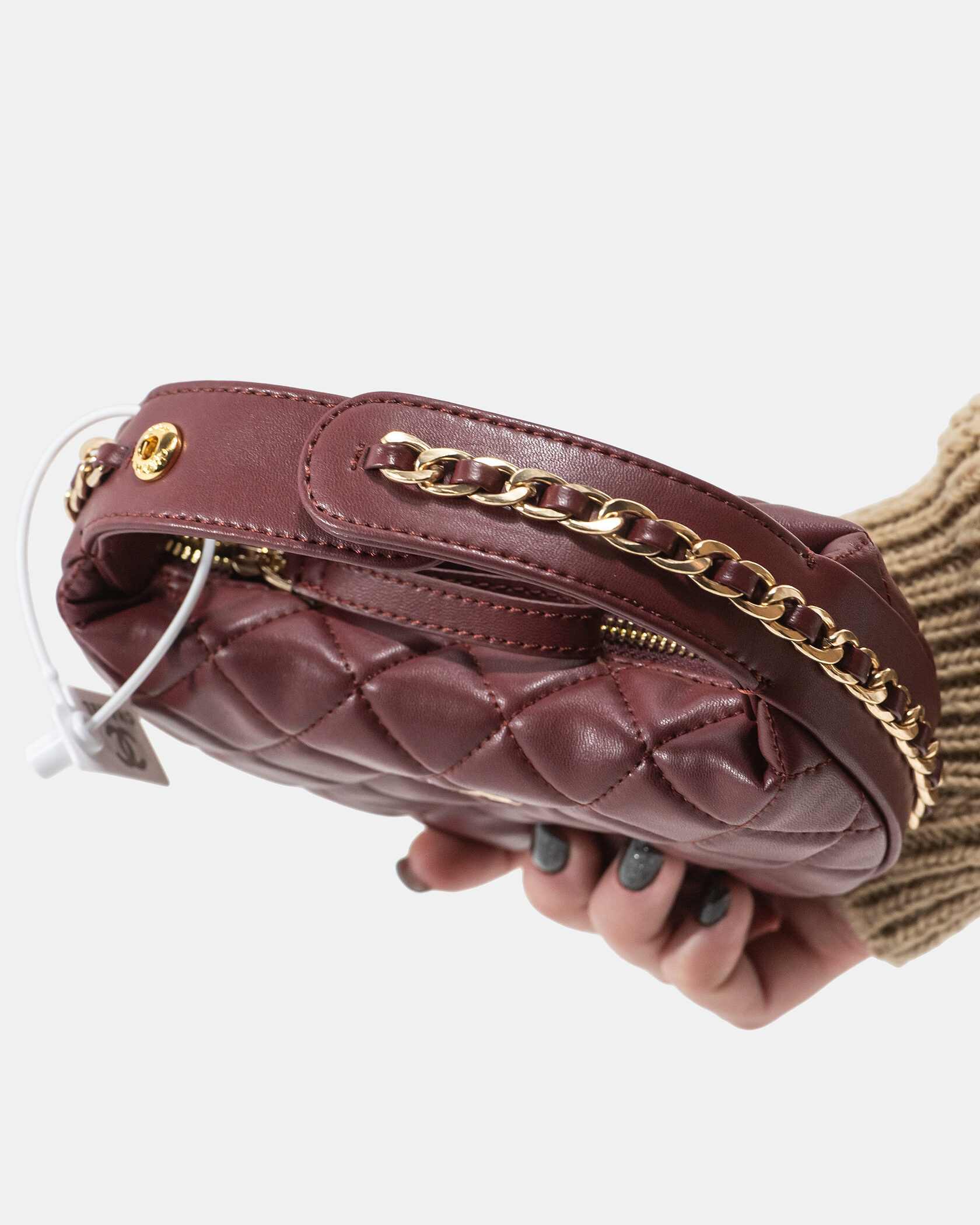 Chanel Small Hobo Bag Burgundy Lambskin with Gold-Tone Metal - 10