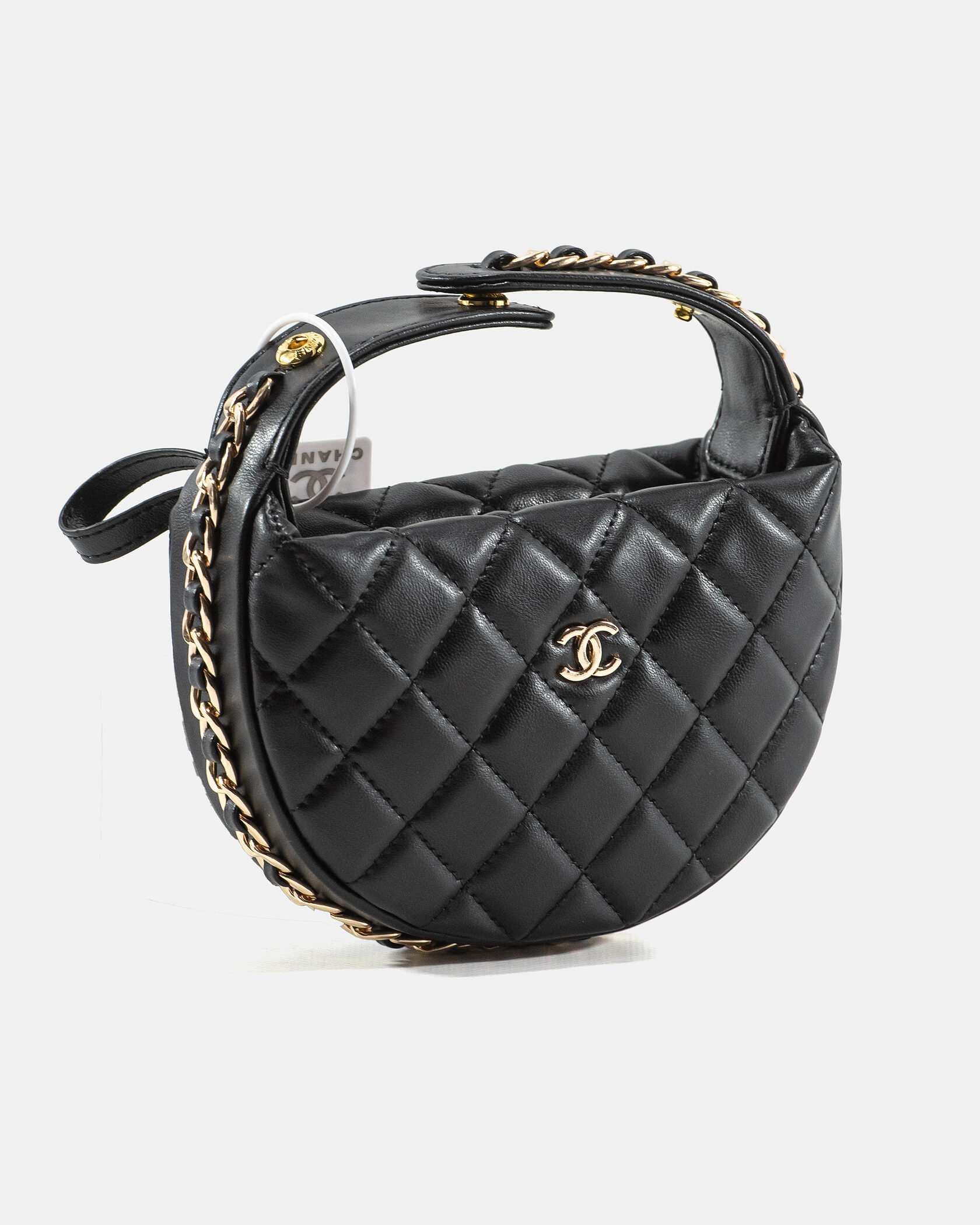 Chanel Small Hobo Bag Shiny Lambskin &amp; Gold-Tone Metal Black - 4