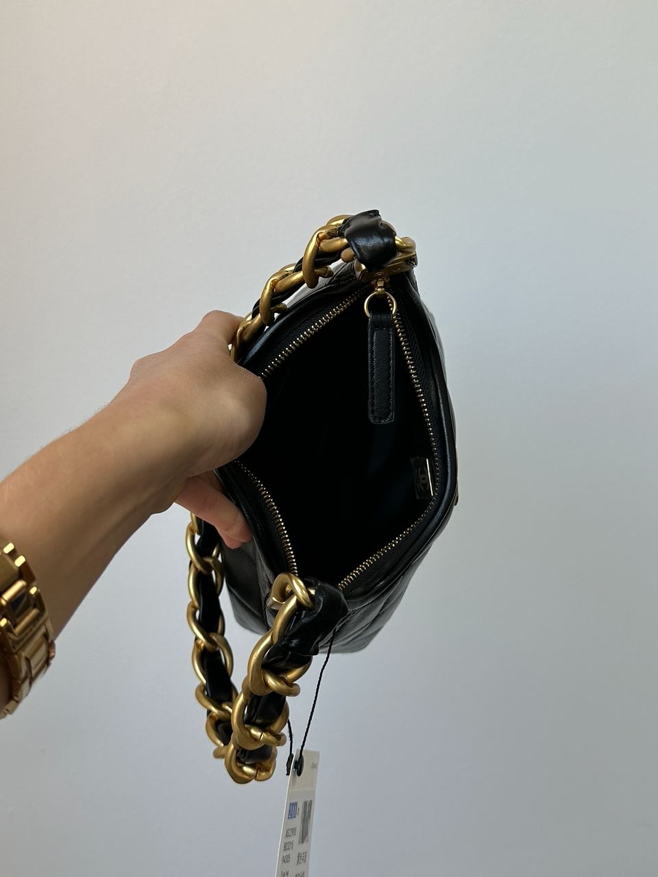 Chanel Small Hobo Bag Shiny Lambskin &amp; Gold-Tone Metal, Black - 8