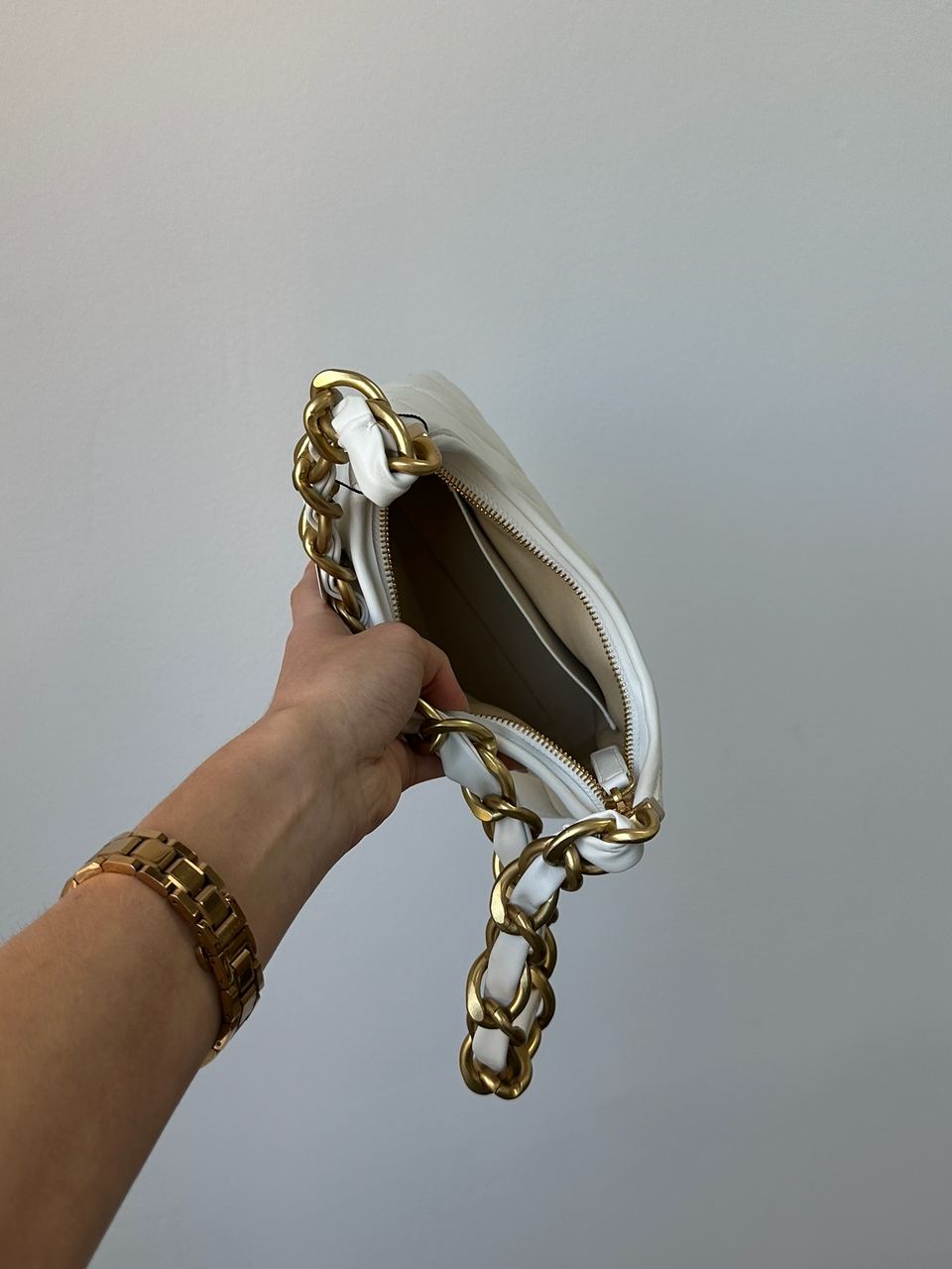 Chanel Small Hobo Bag Shiny Lambskin &amp; Gold-Tone Metal, Cream - 8